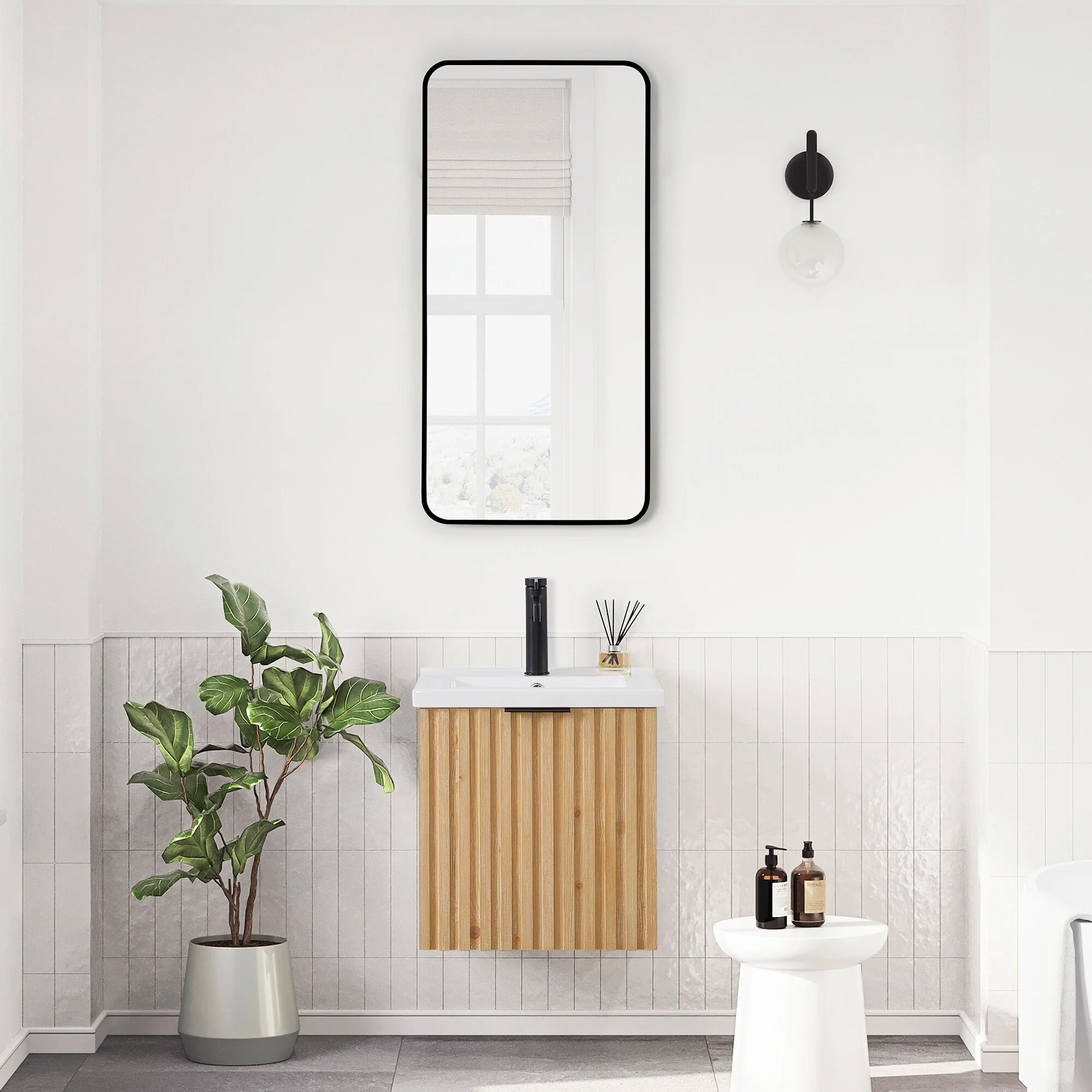 Manila Floating Bath Vanity with Ceramic Basin Top without Mirror