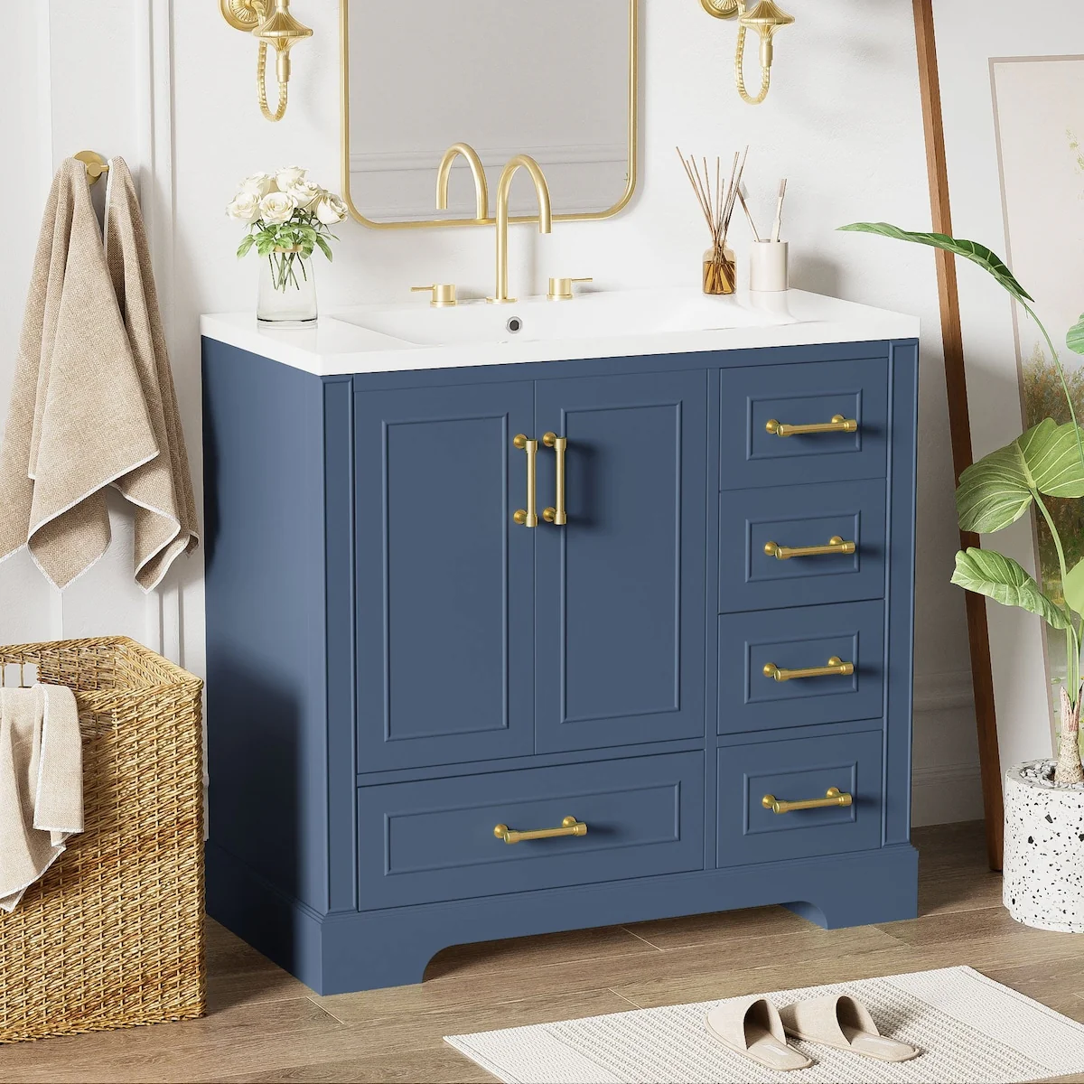 36 inch MDF Freestanding Bathroom Vanity without Counter Top