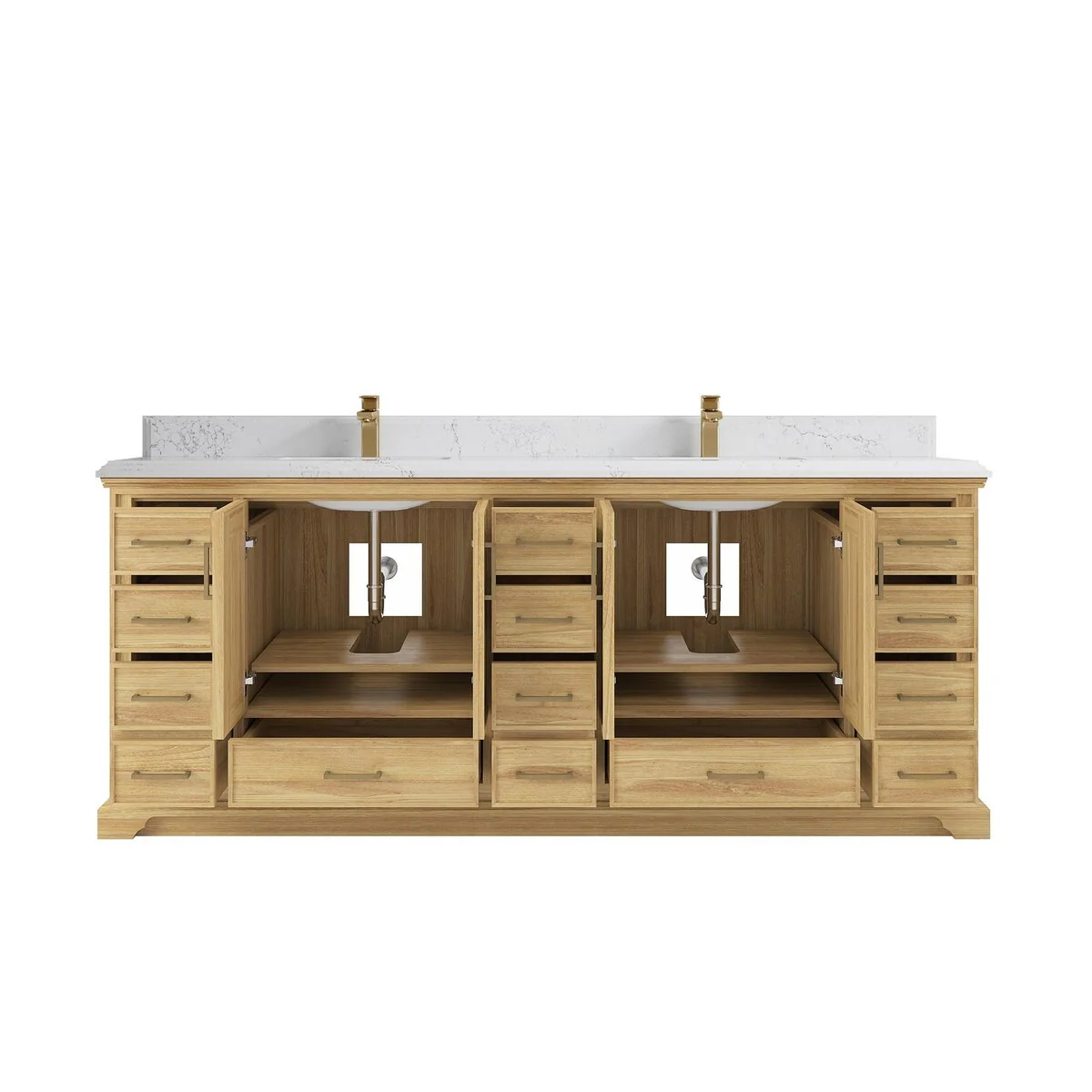 Willow Collections 84 in. W x 22 in. D Charlotte Teak Double Sink Bathroom Solid Teak Vanity with Countertop