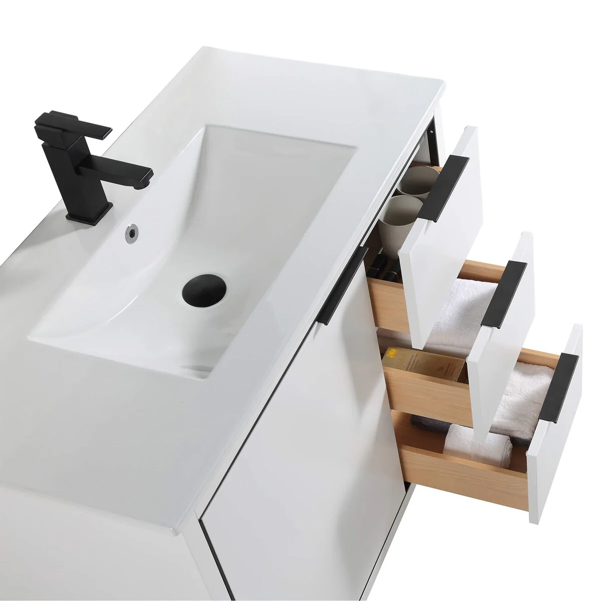 Fine Fixtures Opulence Collection Bathroom Vanity with White Ceramic Sink