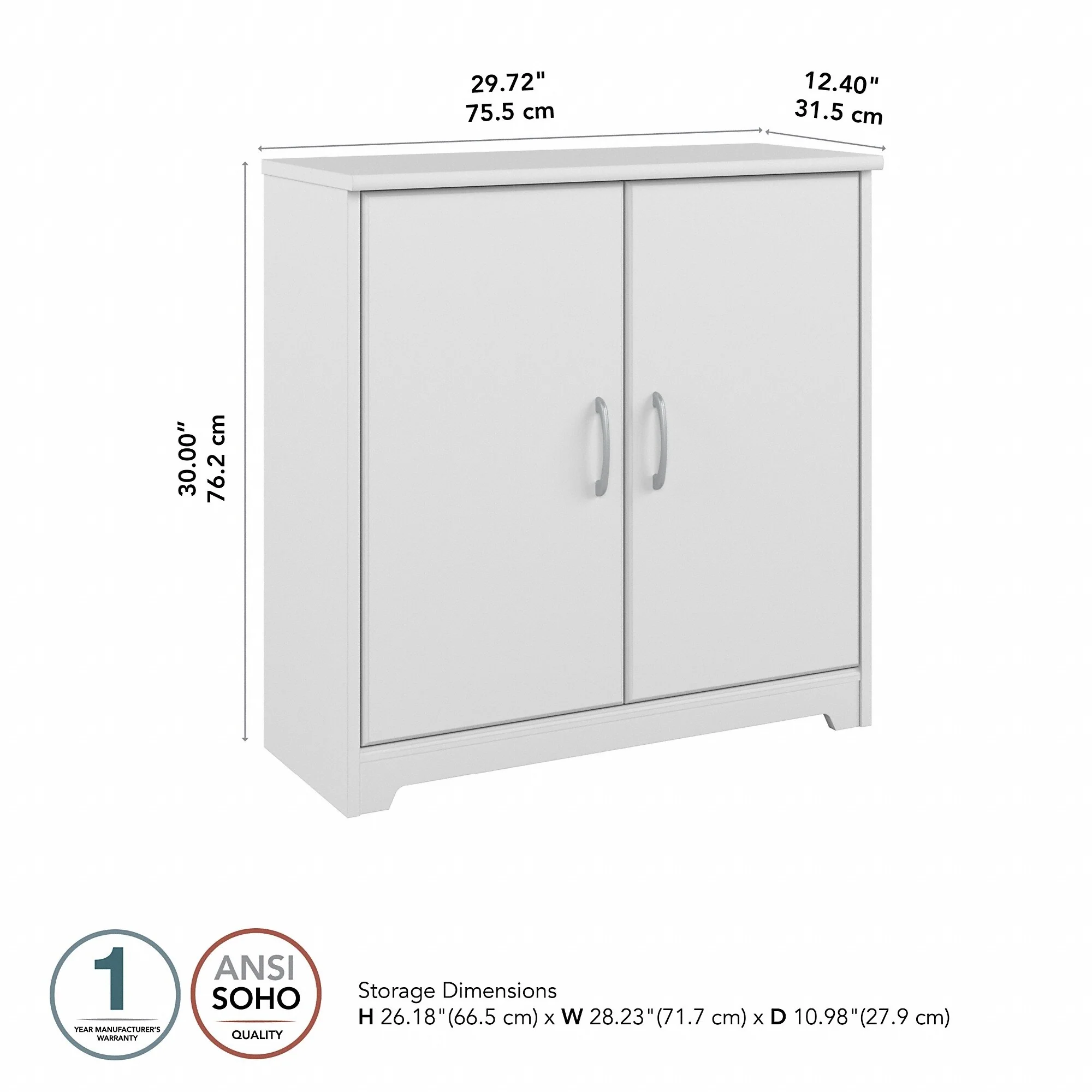 Cabot Small Bathroom Storage Cabinet with Doors by Bush Furniture