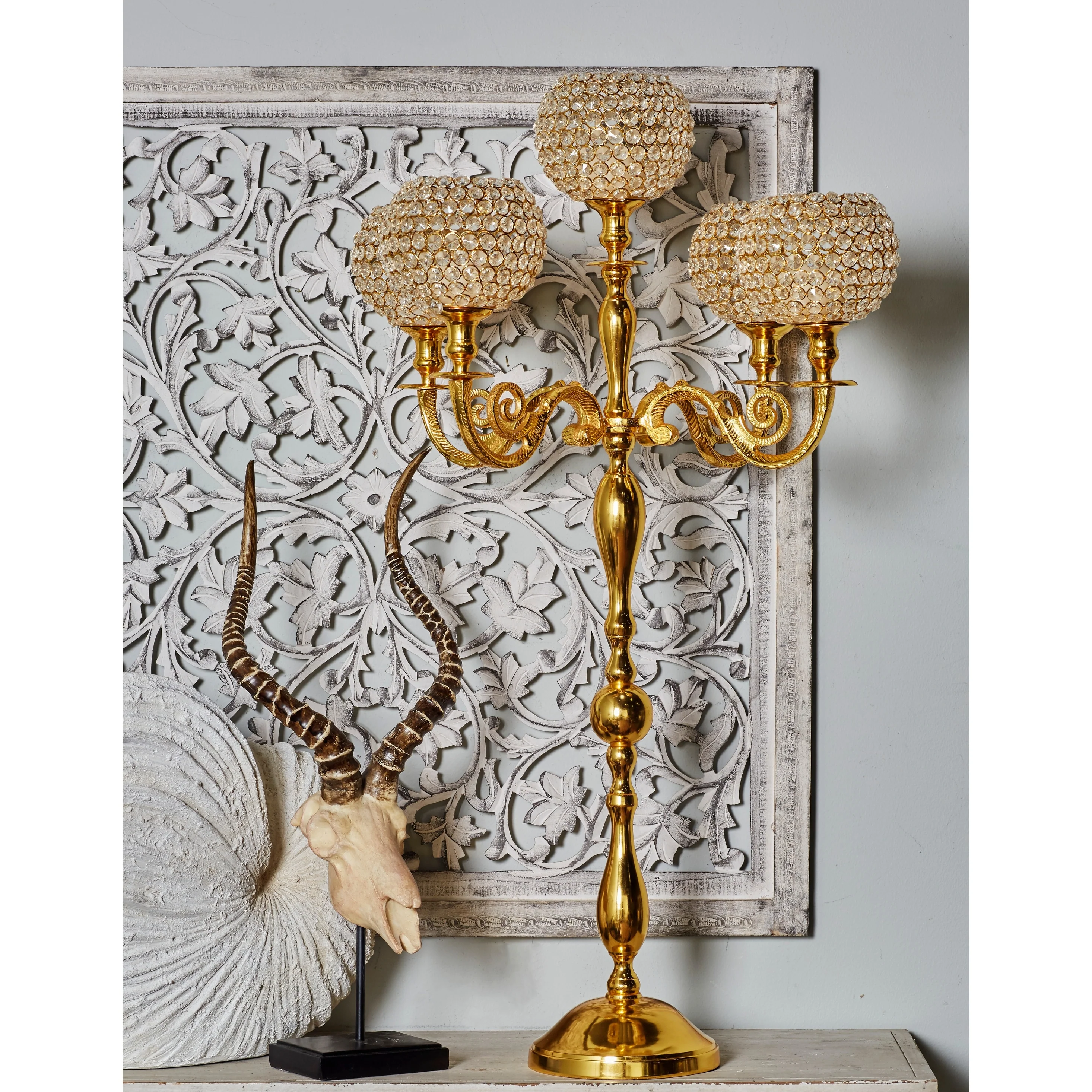 Gold Aluminum Metal Candelabra - 24 x 24 x 40