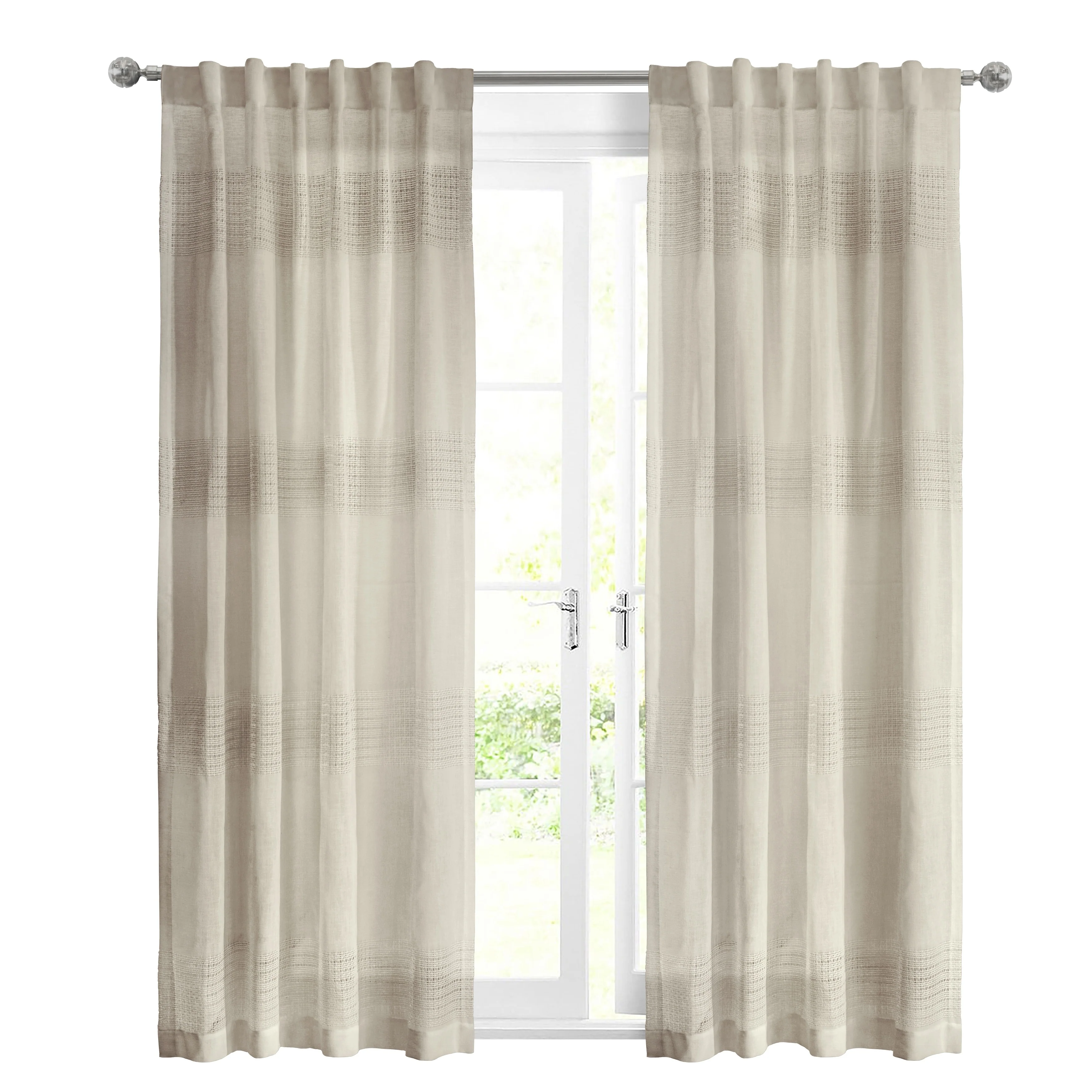 Lindsey Faux Linen Back Tab Curtain Panel by Habitat