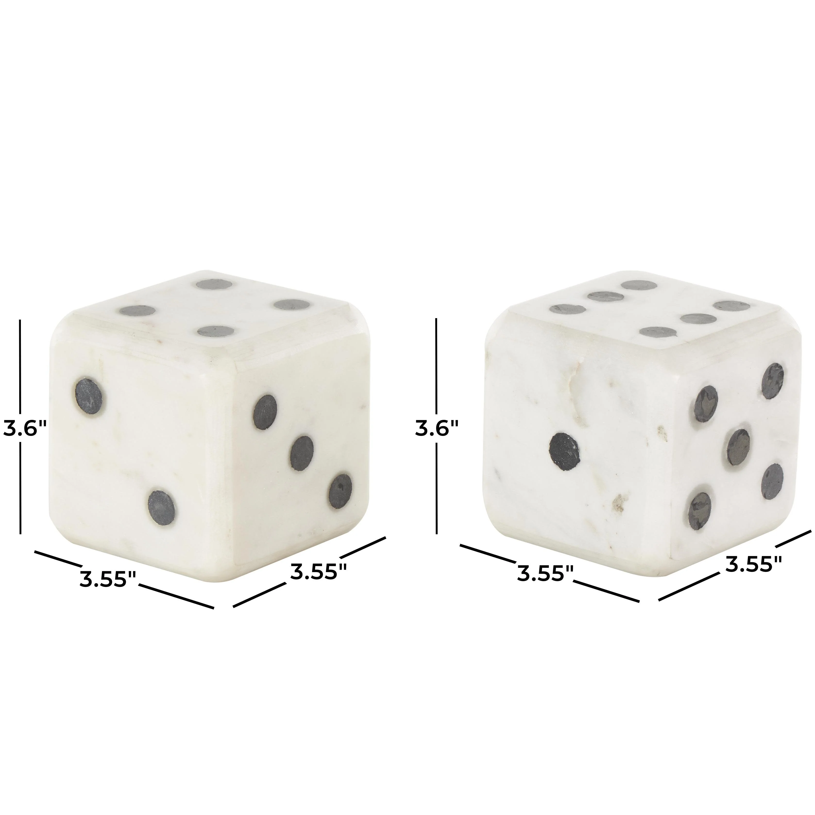 Marble Dice Decorative Bookends - Set of 2 Black, White or Green - Roche River Decor