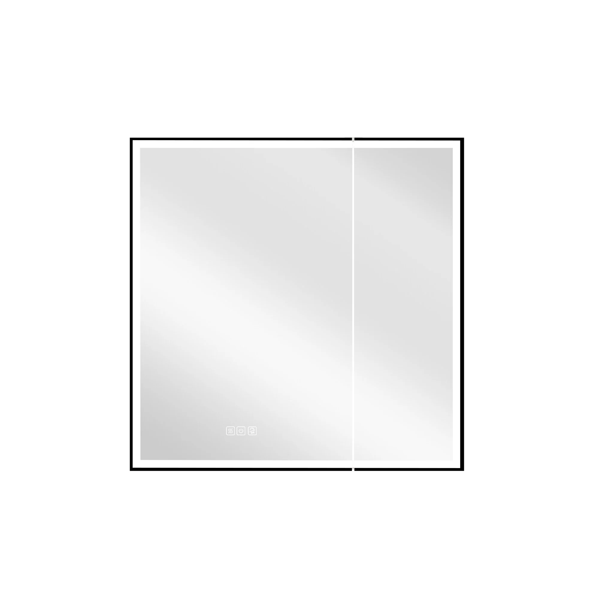 30'' H Recessed Or Surface Wall Mounted LED Mirror Cabinet With Mirror And Adjustable Shelves,Black Frame