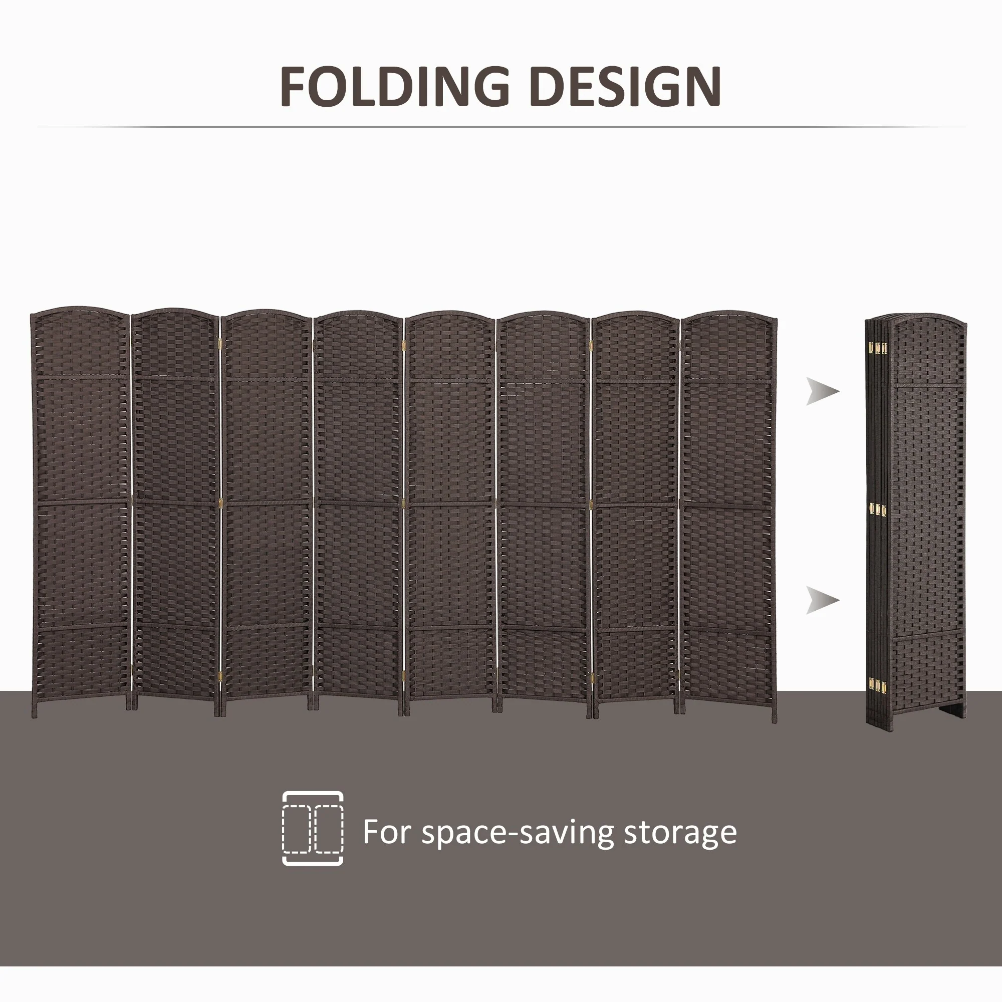 HOMCOM Room Divider, 8 Panel Folding Privacy Screen, 5.6' Tall Freestanding Wall Partition