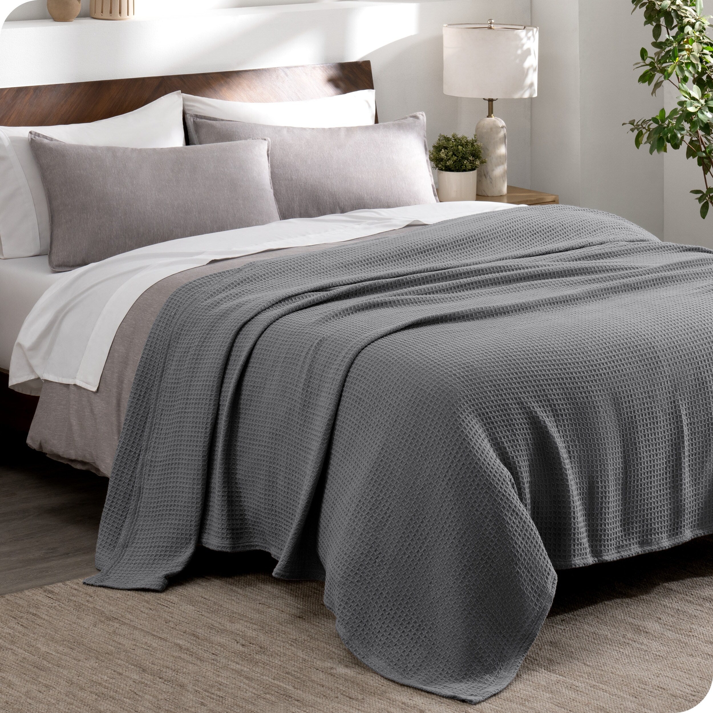 Bare Home Cotton Waffle Bed Blanket