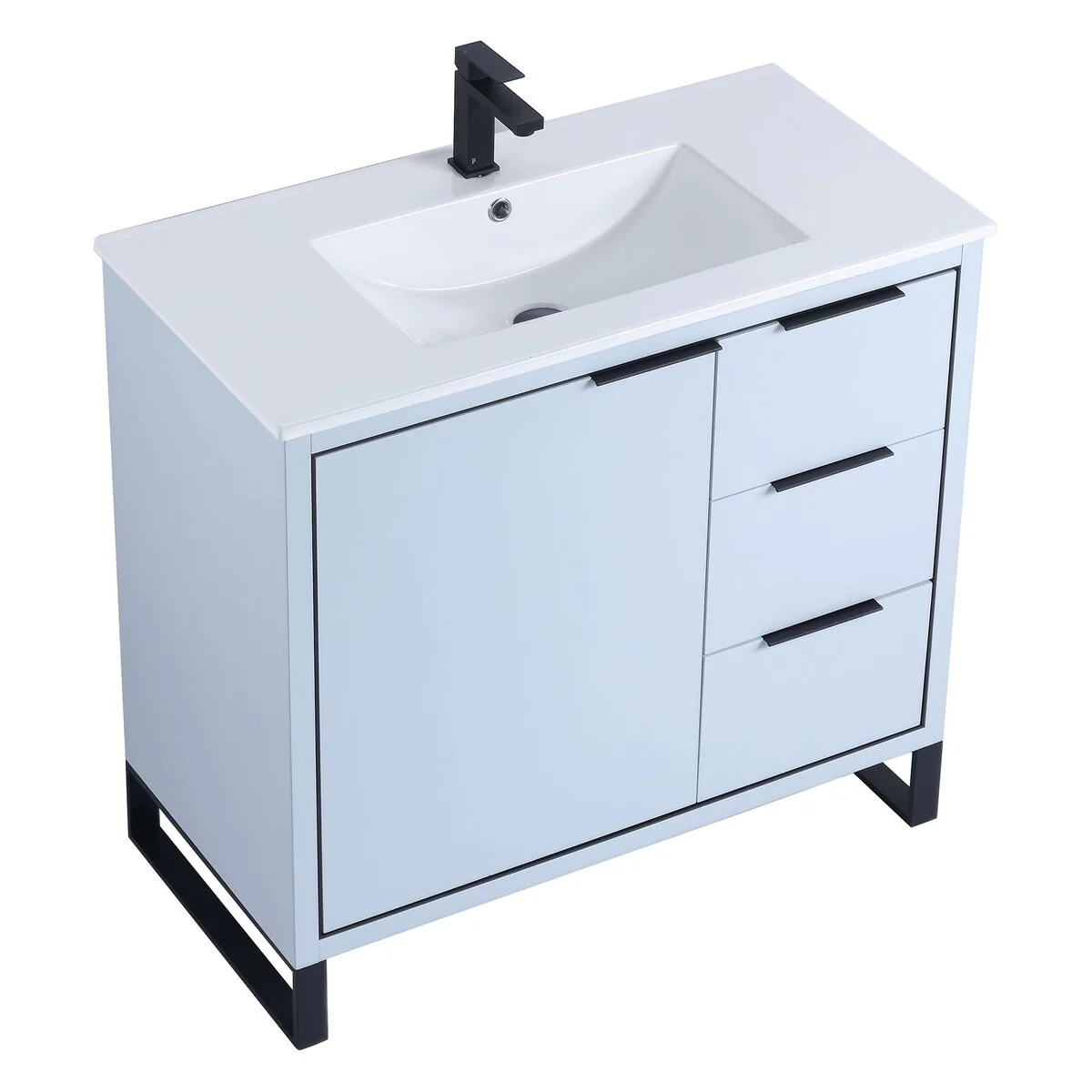 Fine Fixtures Opulence Collection Bathroom Vanity with White Ceramic Sink