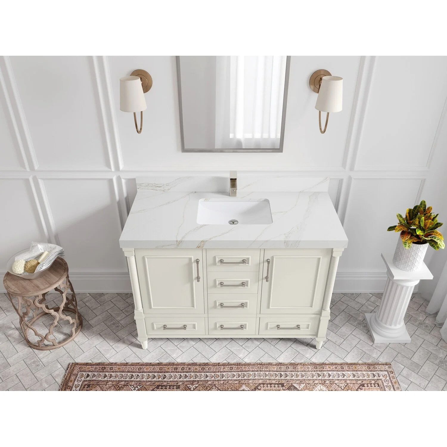 Willow Collections 48 in. W x 22 in. D Aberdeen Single Bowl Sink Bathroom Vanity with Countertop