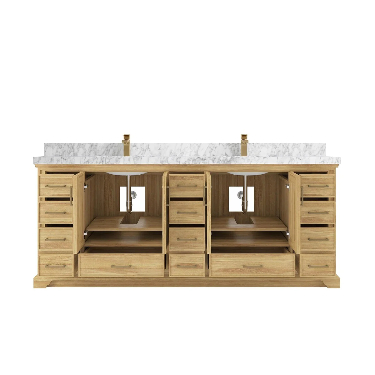 Willow Collections 84 in. W x 22 in. D Charlotte Teak Double Sink Bathroom Solid Teak Vanity with Countertop