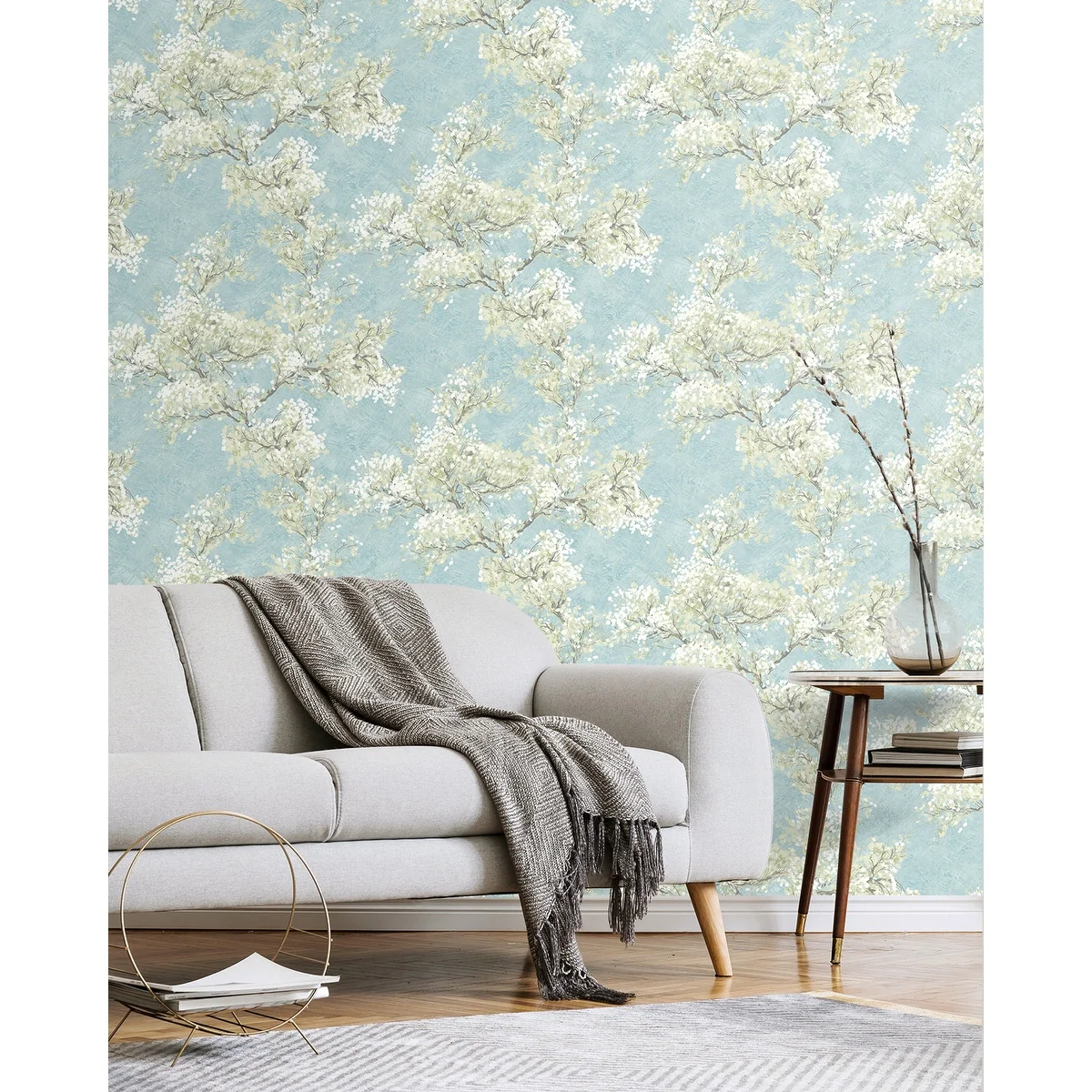 NextWall Cherry Blossom Grove and Stick Wallpaper