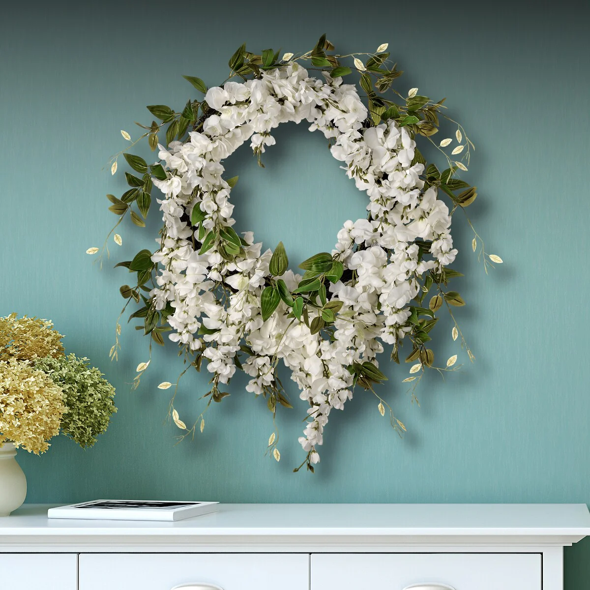 Wisteria And Natural Touch Tradescantia Wreath 22