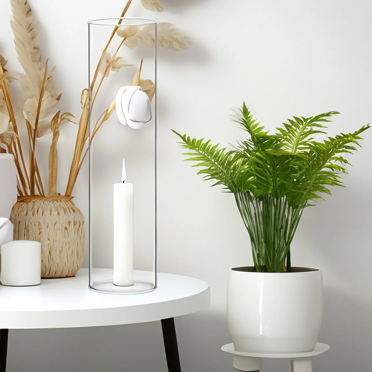 Clear Glass Cylinder Hurricane Chimney Tube, Candle Cover - 1 Piece