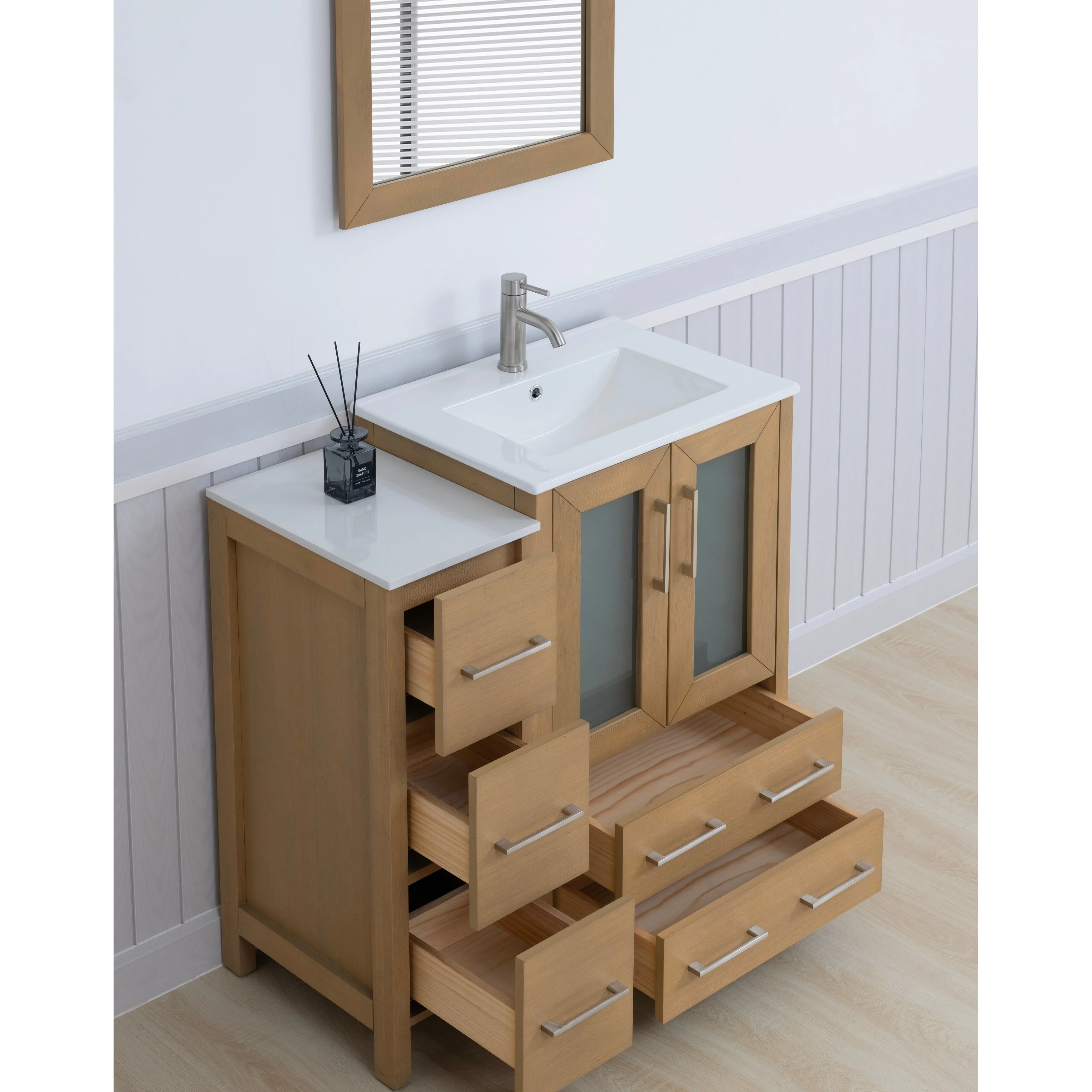 Vanity Art 36-Inch Single Sink Bathroom Vanity with Top & Free Mirror - 36 X 18.1 X 35.8