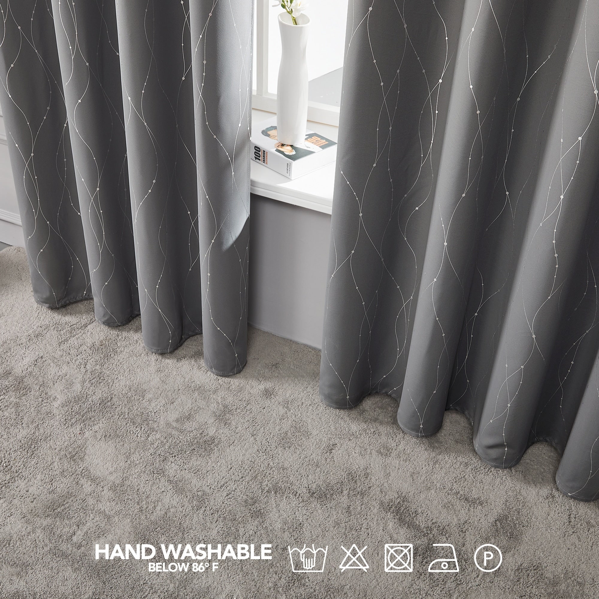 Deconovo Wave Line with Dots 52 Width Curtains Pair(2 Panel)