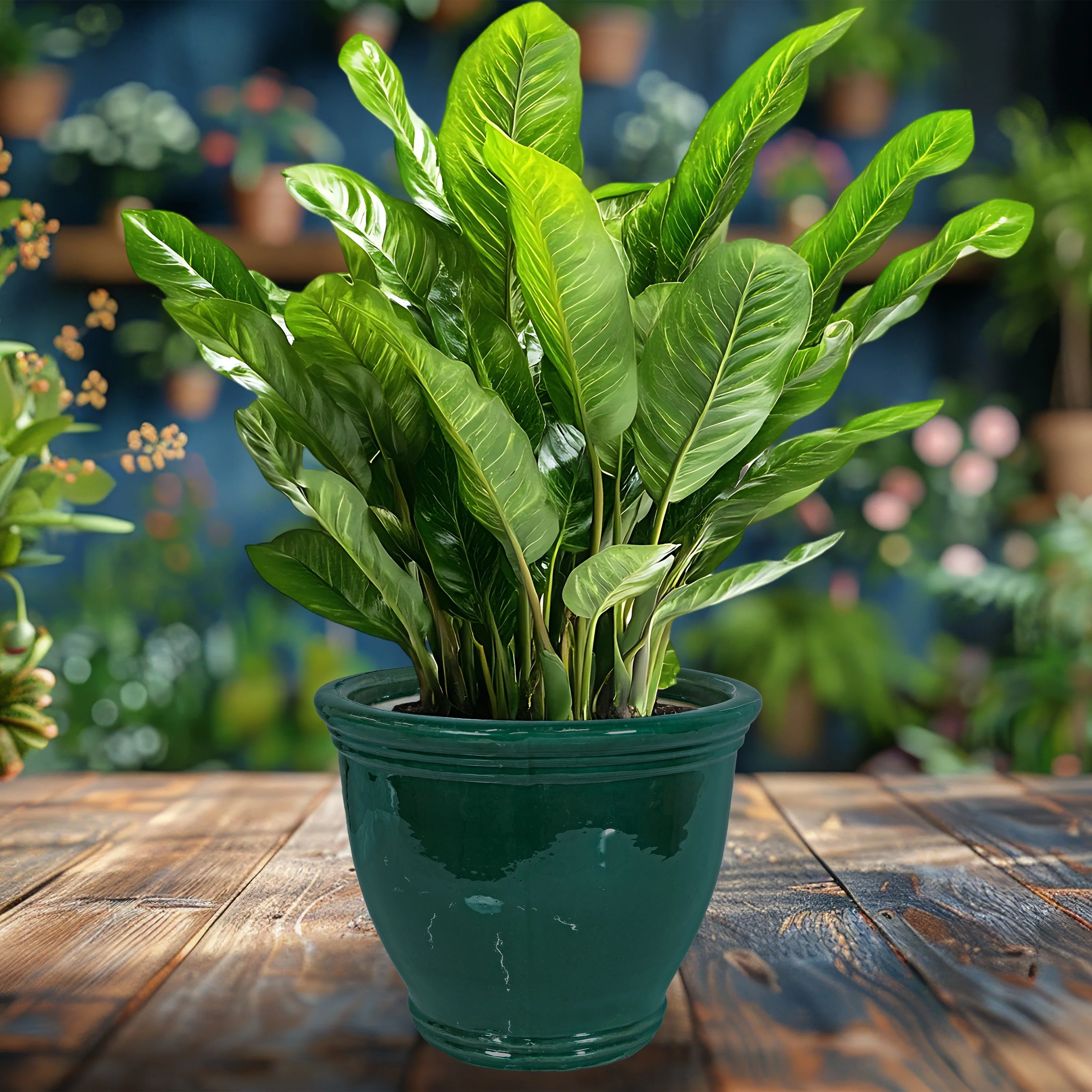 Sunnydaze Studio Glazed Ceramic Planter with Drainage - Dark Green - 15