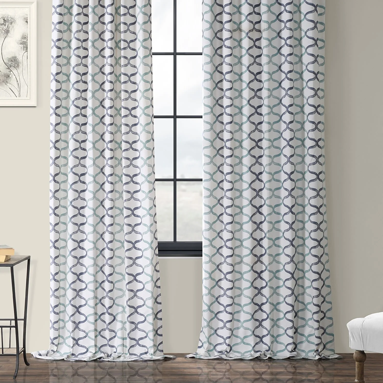 Exclusive Fabrics Illusions Geometric Grace Cotton Room Darkening Curtain (1 Panel)