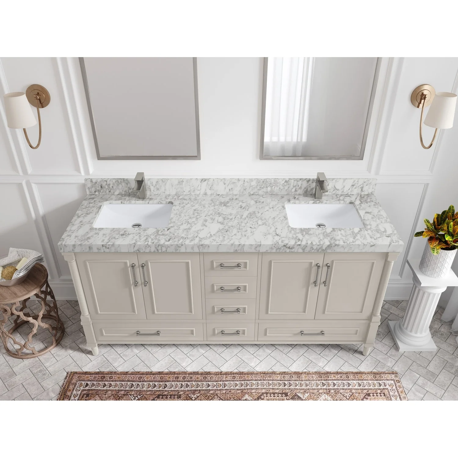 Willow Collections 72 in. W x 22 in. D Aberdeen Double Sink Bathroom Vanity with Countertops