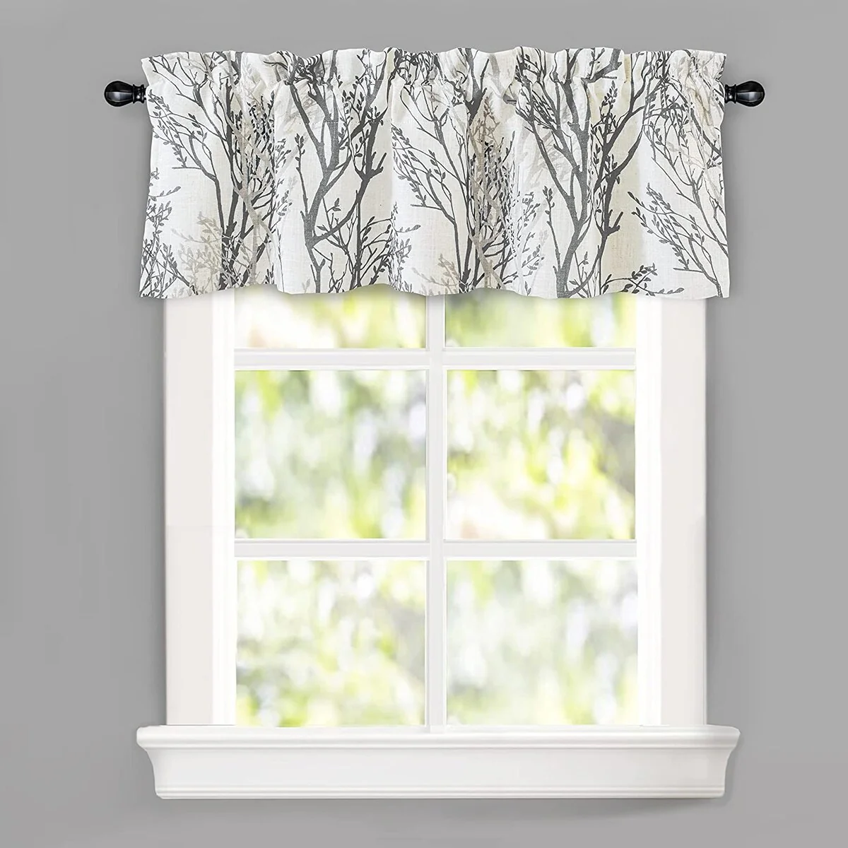 DriftAway Tree Branch Linen Blend Abstract Ink Printing Lined Window Curtain Valance