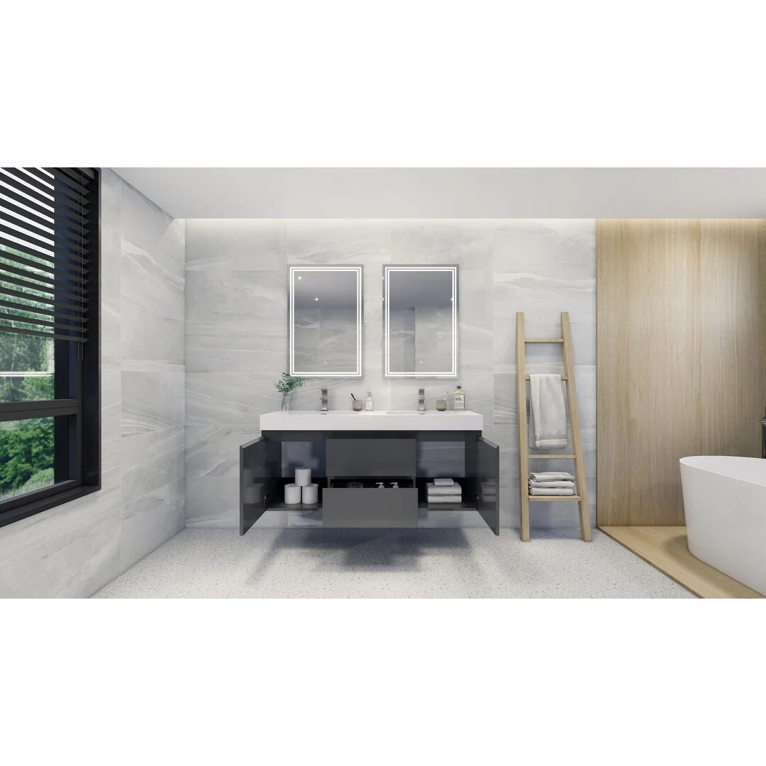 Baillie 60'' Wall-Mounted Vanity with Double Reinforced Acrylic Sink