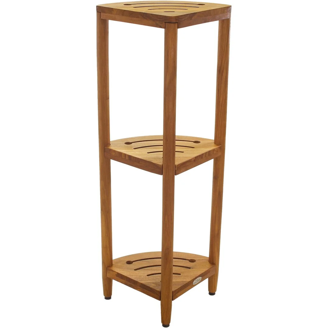 The Original Kai Three-Tier Corner Teak Bath Shelf