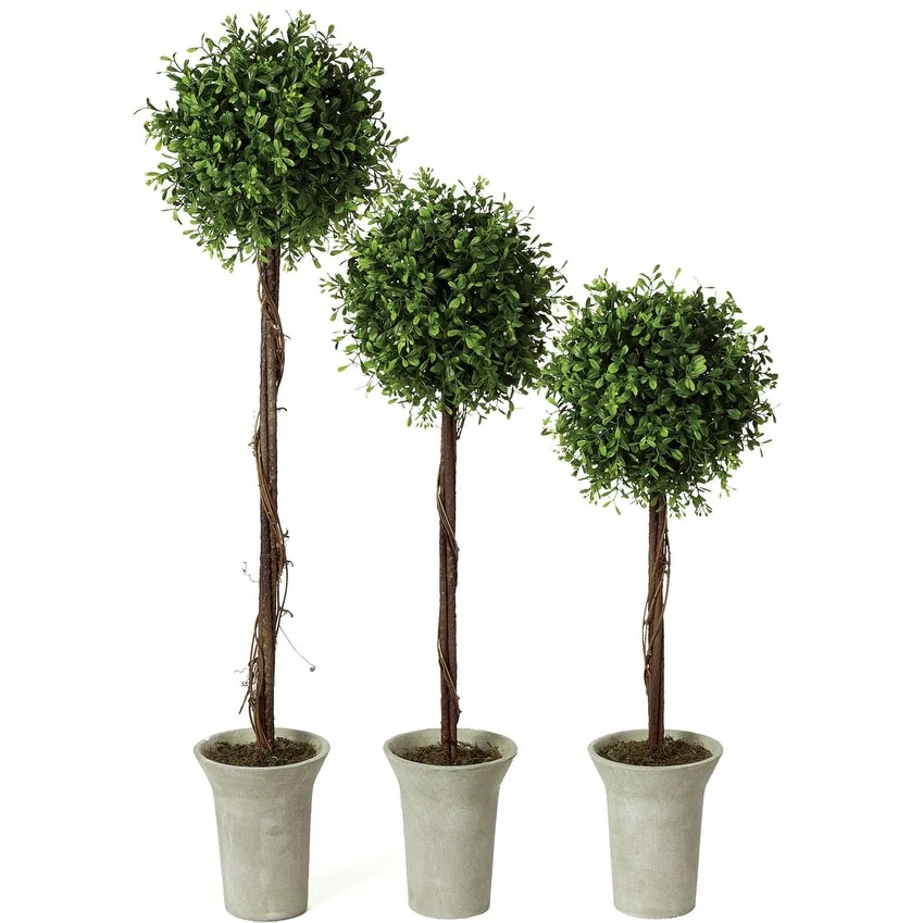 Sullivans Artificial Set of 3 Boxwood Topiary Tree 22