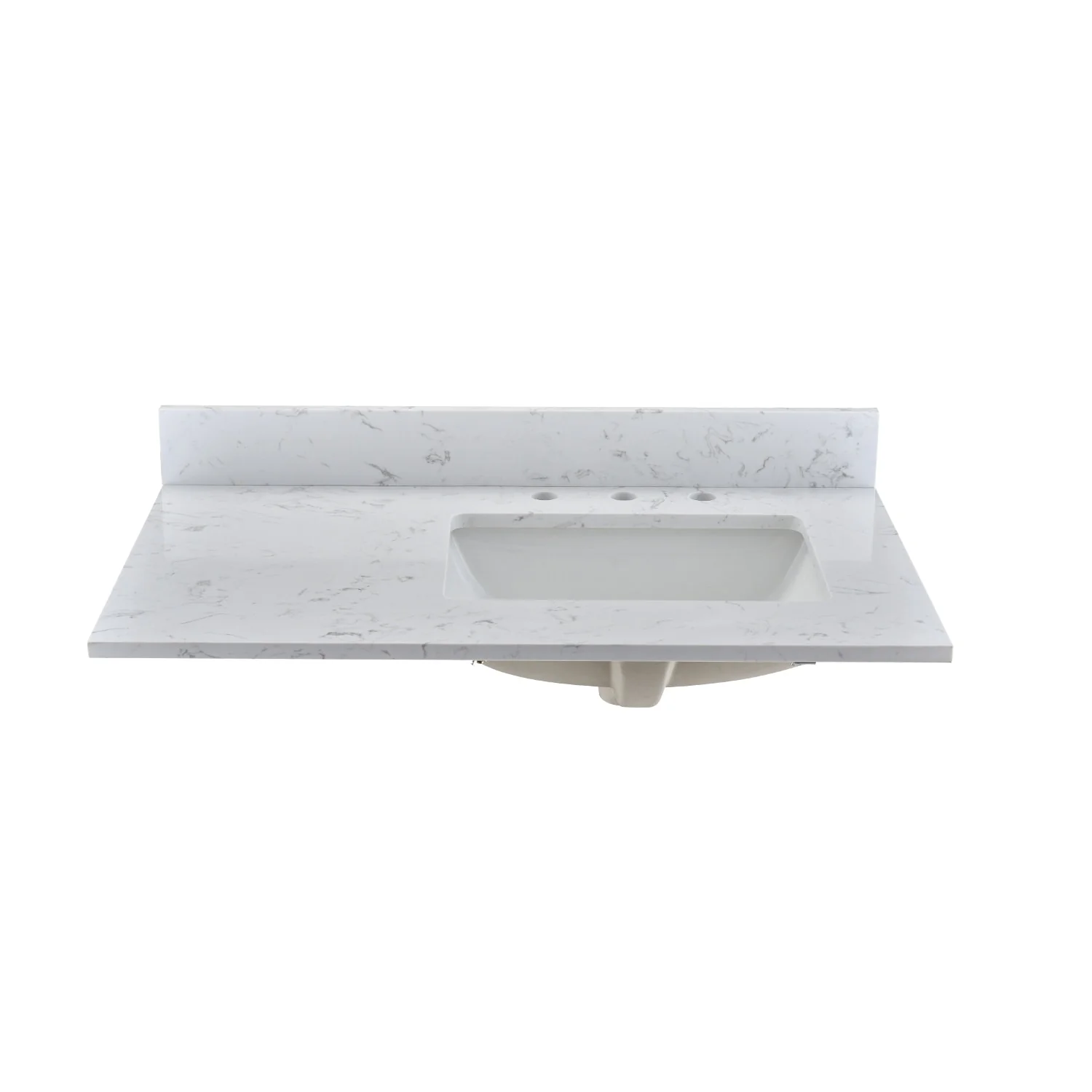 PROOX Bath Cultured Marble Vanity Top Undermount Rectangle Sink Backsplash Included