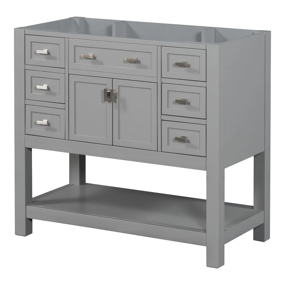 36'' Modern Bathroom Bathroom Vanity with Sink and 6 Drawers，2 Soft Closing Doors