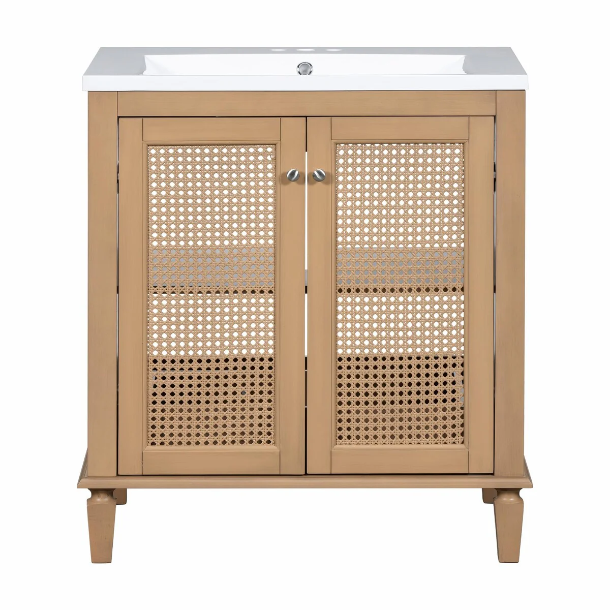 30-Inch Freestanding Bathroom Vanity Set with Resin Sink - Hidden Drawer and Storage Cabinet