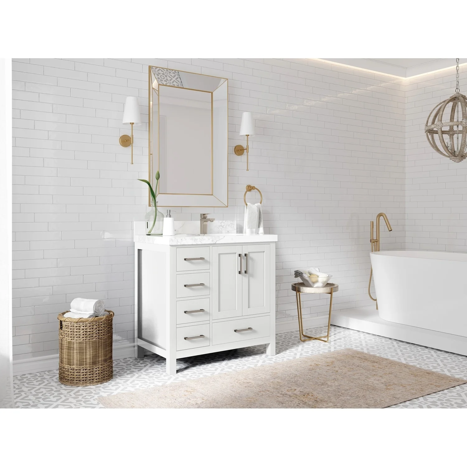 Willow Collections 36 in. W x 22 in. D Malibu Right Offset Sink Bathroom Vanity with Countertop