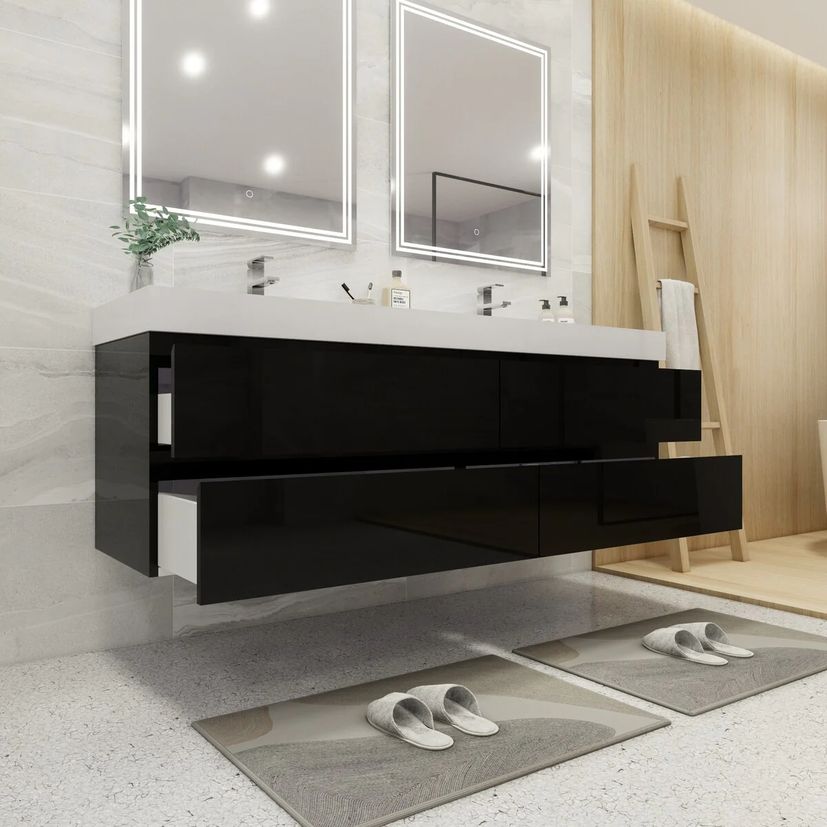 Baillie 72'' Wall-Mounted Vanity with Double Reinforced Acrylic Sink