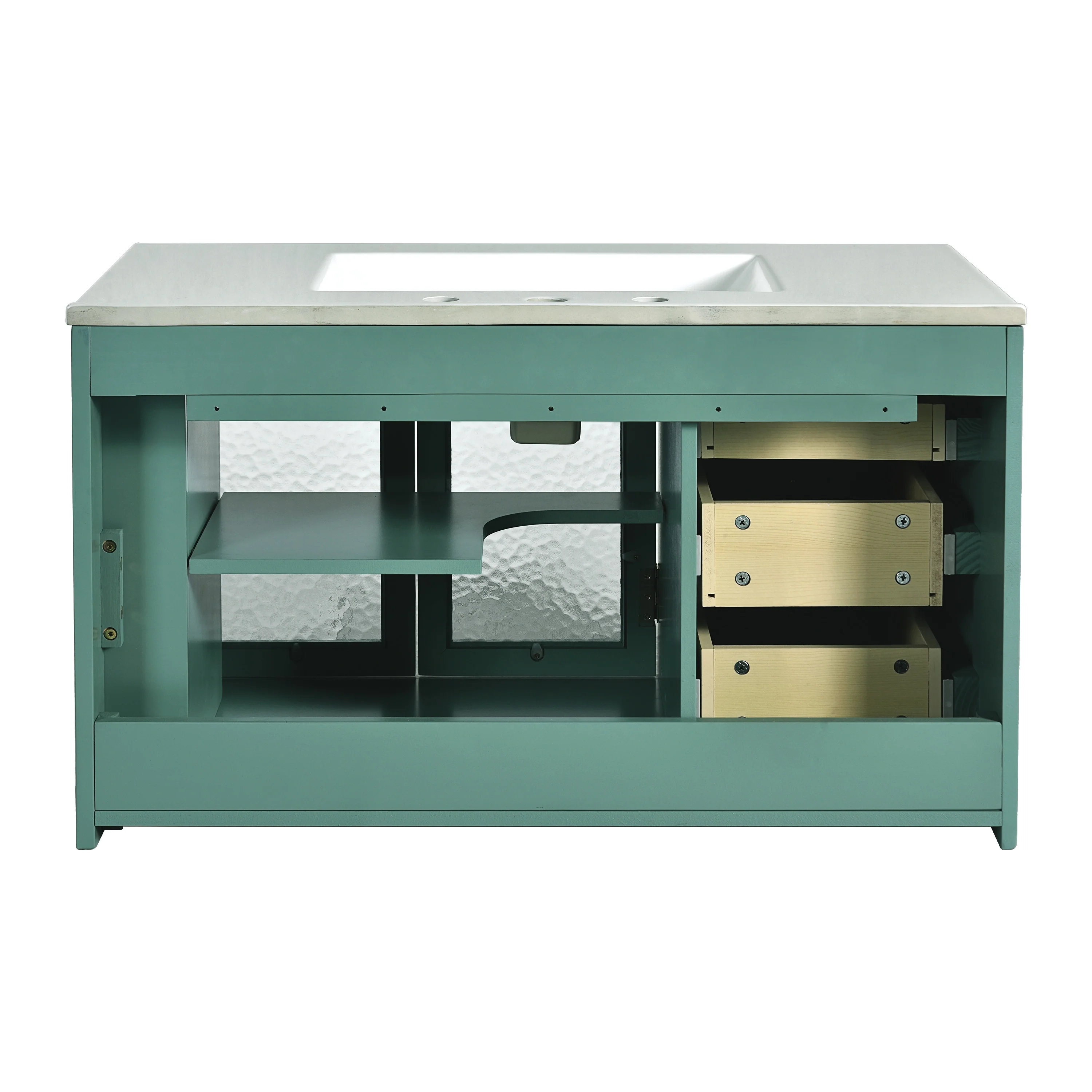 GDFStudio 36'' Wall Mounted Bathroom Vanity with Ceramic Sink, Floating Bathroom Storage Cabinet with 3 Drawers