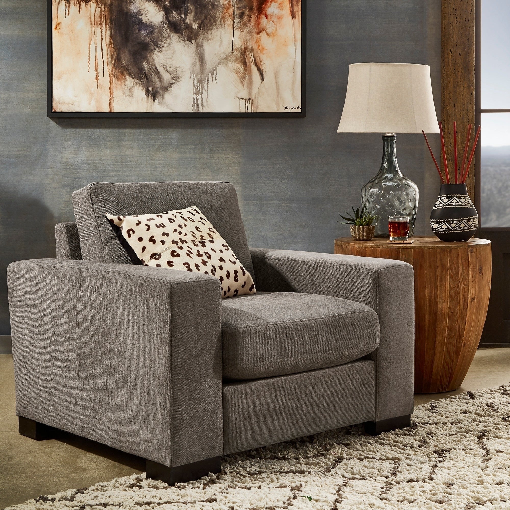 Ashton Grey Fabric Double Sided Down-Feather Filled Chair by iNSPIRE Q Artisan