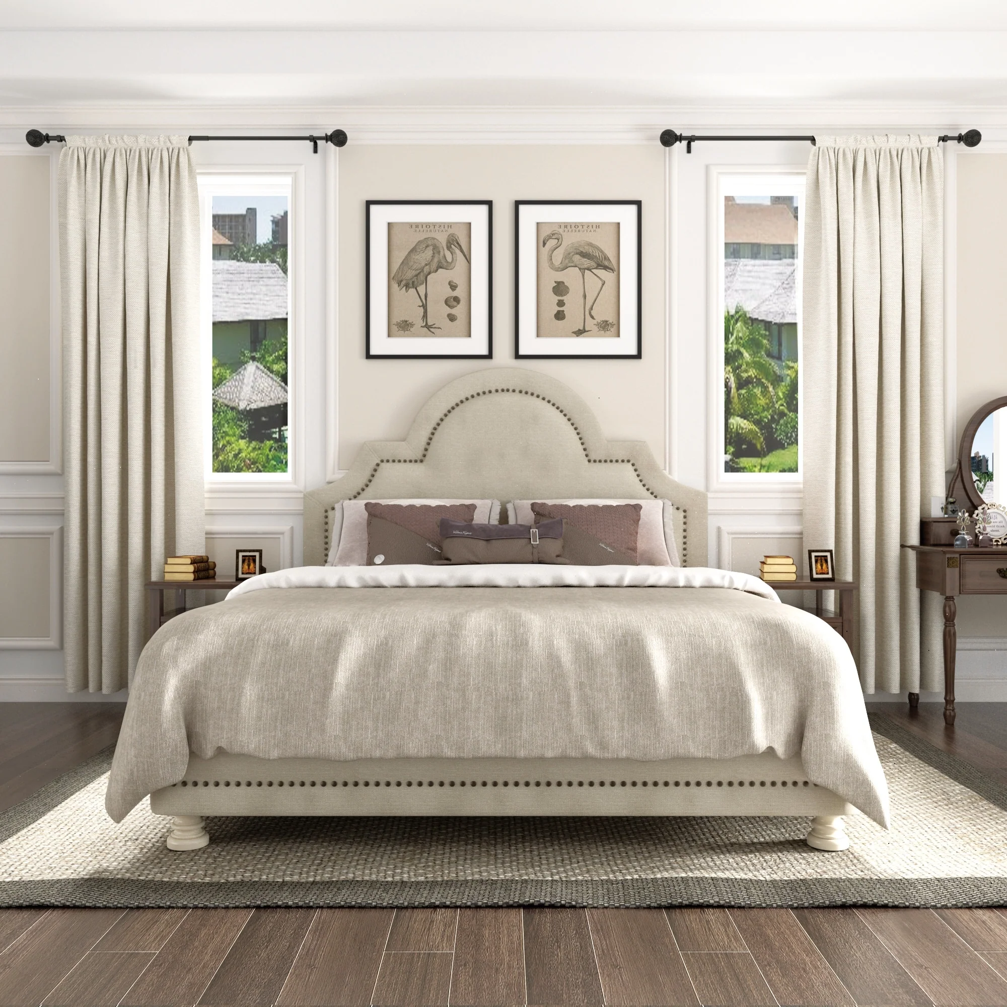Debuono Black Adjustable Curtain Rod with Final Set