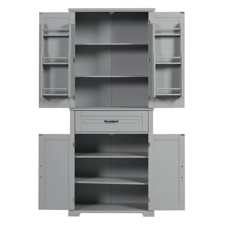 Bathroom Floor Cabinet, Freestanding Storage Cabinet with Doors and Drawer, Kitchen Cupboard with Adjustable Shelf