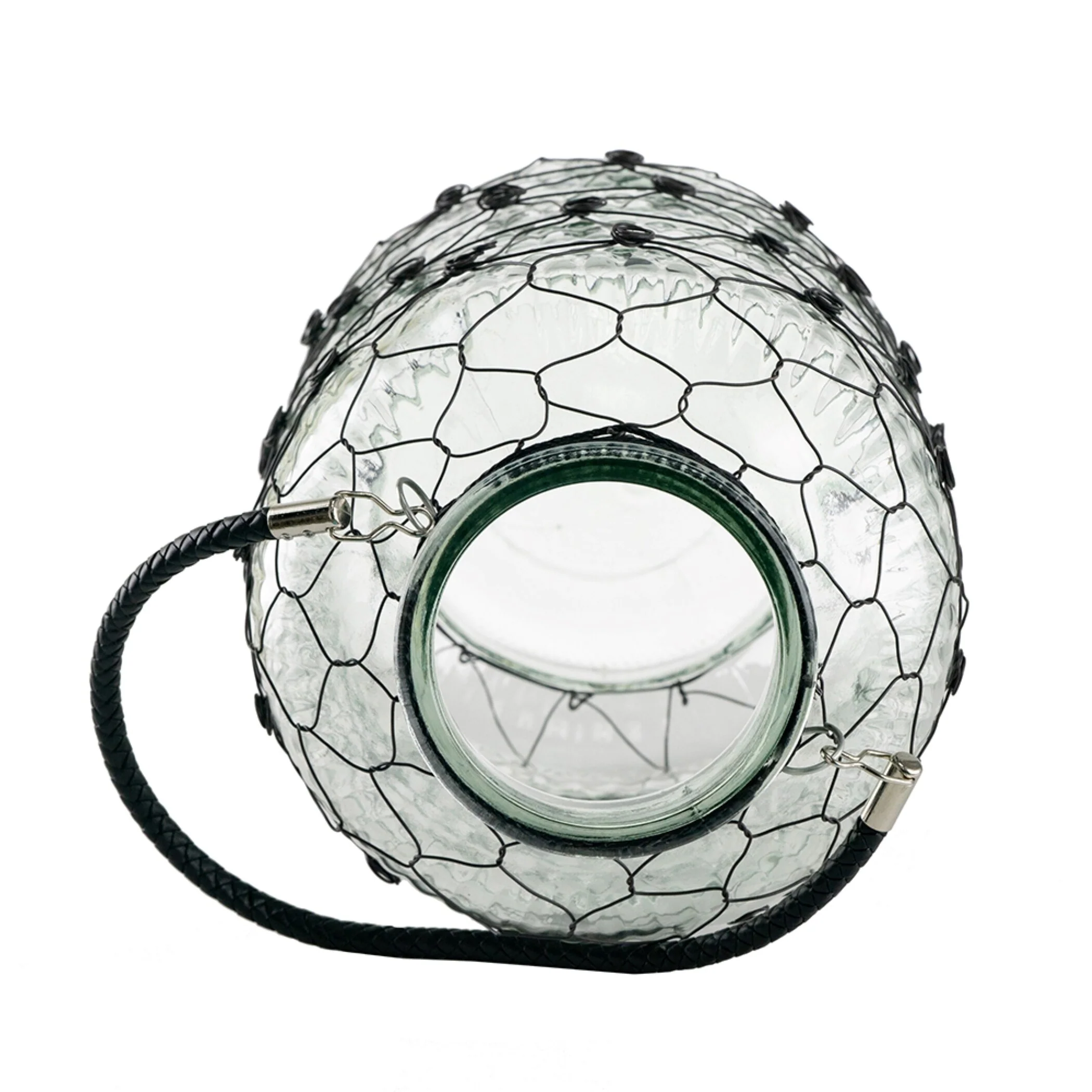 A&B Home 15-inch Clear and Black Ribbed Glass Vase with Handle