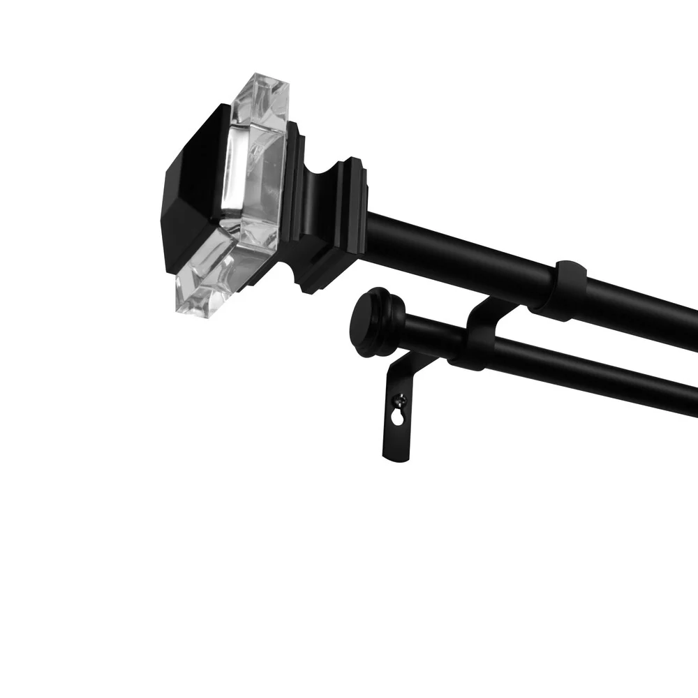 ATI Home Prism Double Curtain Rod and Finial Set