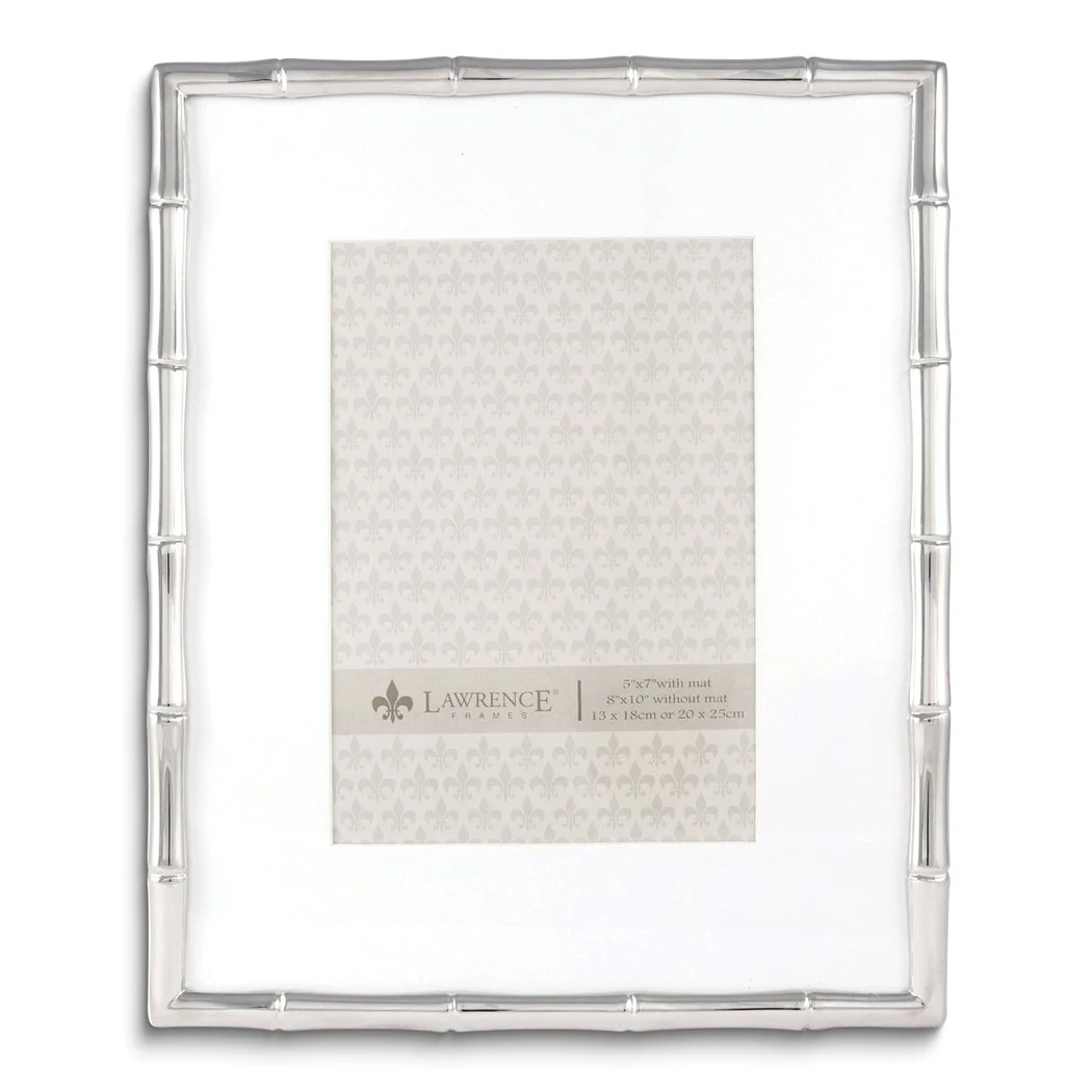 Curata Silver-Tone Metal Bamboo 8x10 Frame Matted For 5x7 Photo