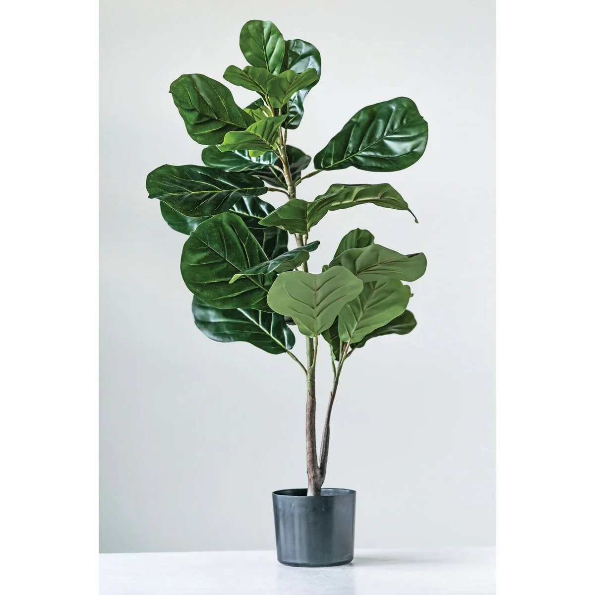 Potted Faux Fiddle Fig Leaf Plant