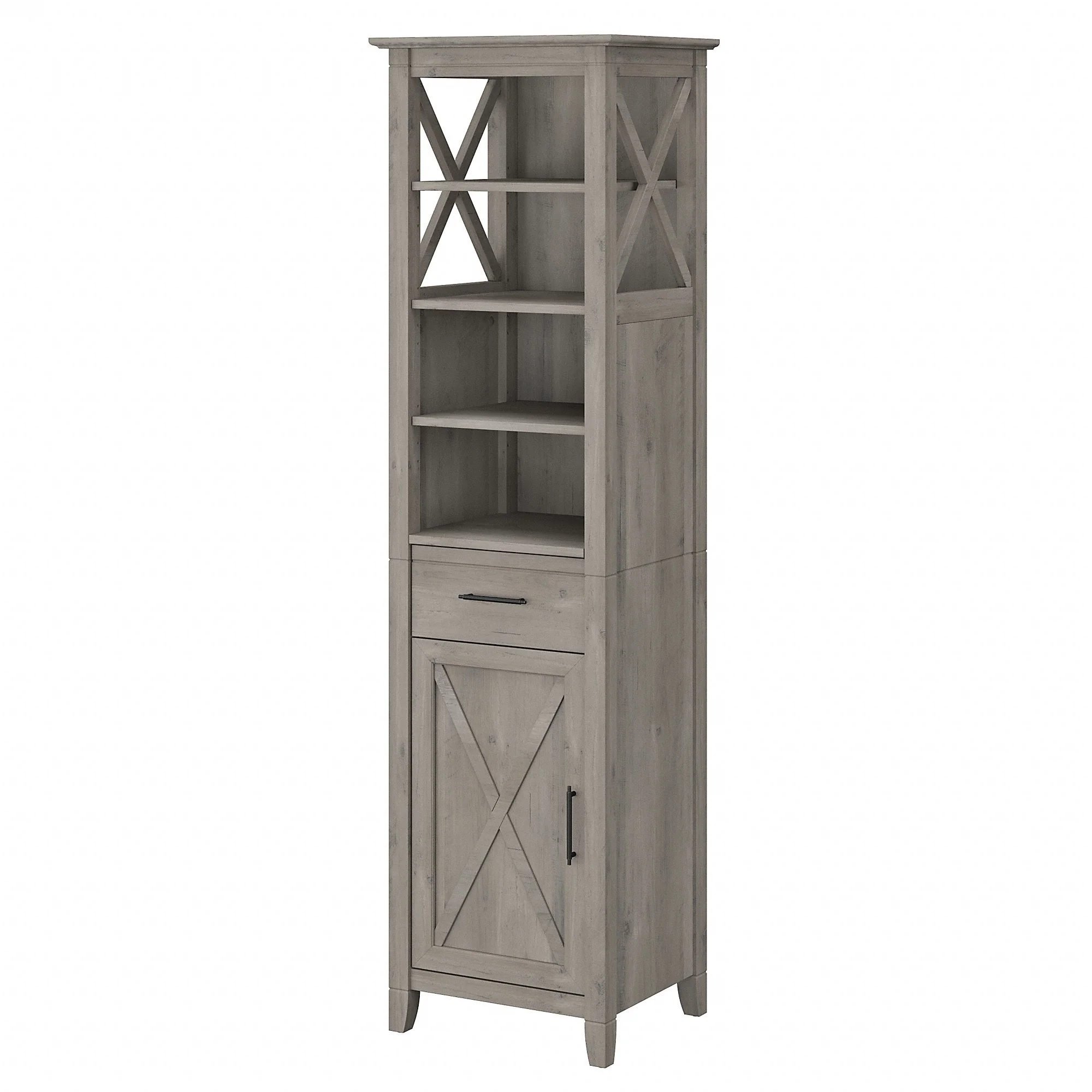 Key West Tall Narrow Bookcase Cabinet by Bush Furniture