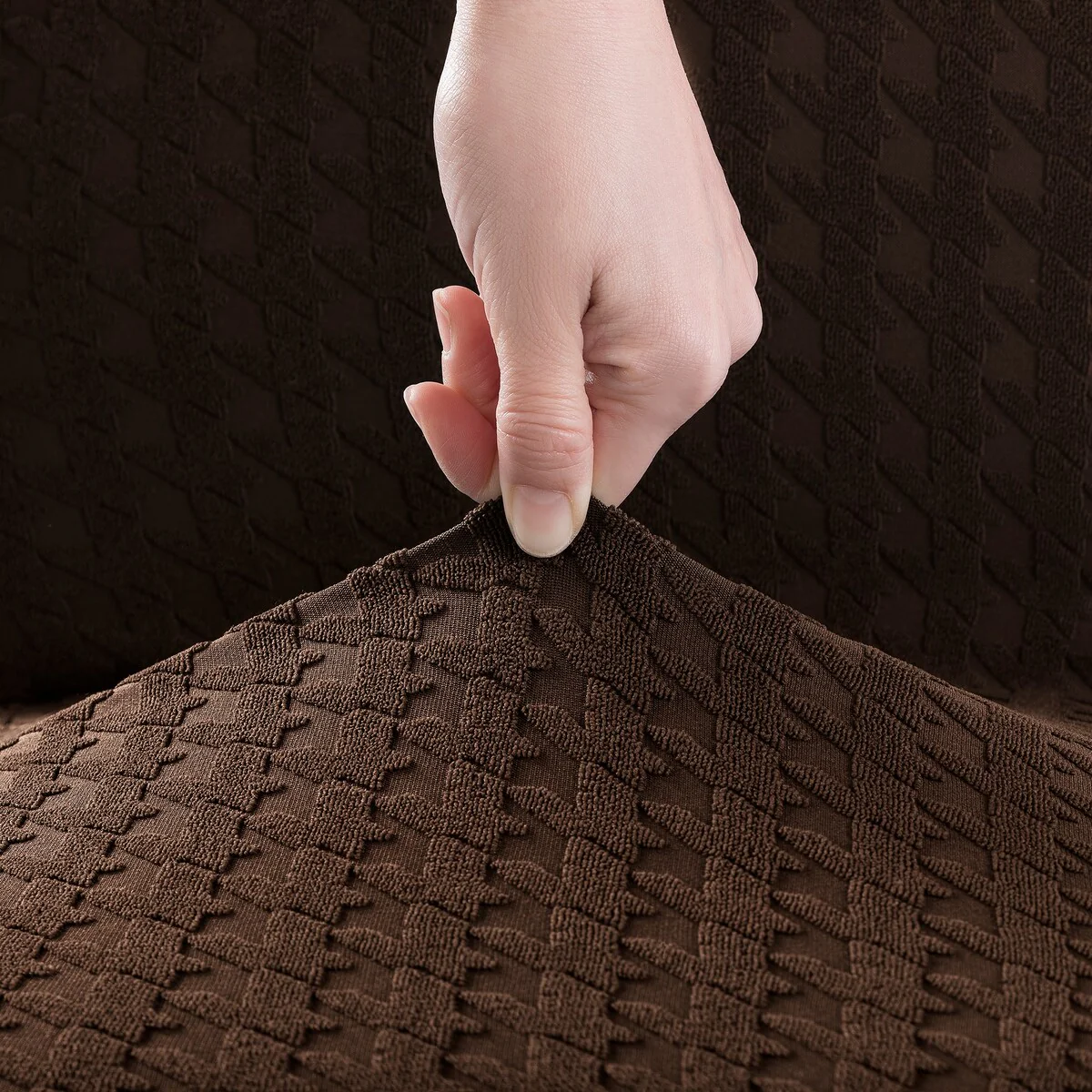 No. 918 Sparta 2-pack Houndstooth Textured Stretch Fit Elastic Dining Chair Cover Pair - 28