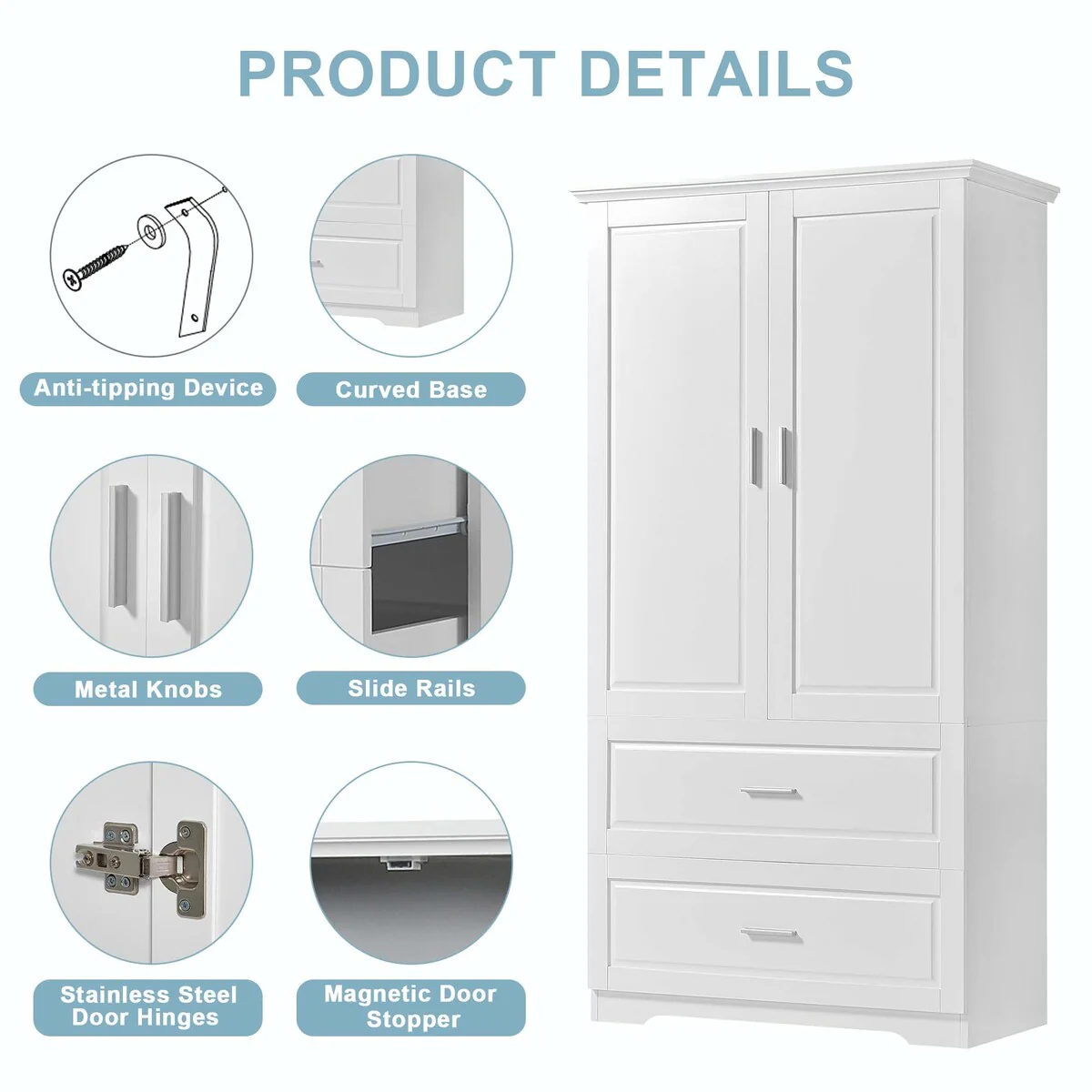 Tall Bathroom Storage Cabinet with Drawers and Adjustable Shelf