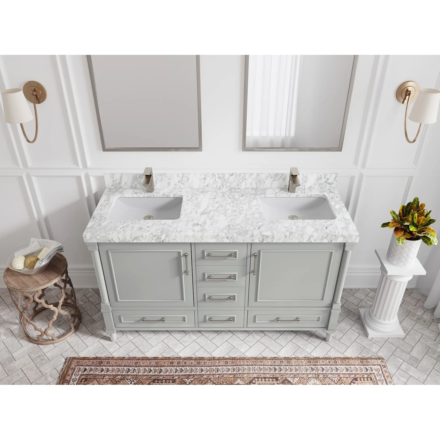 Willow Collections 60 in. W x 22 in. D Aberdeen Double Sink Bathroom Vanity with Countertop