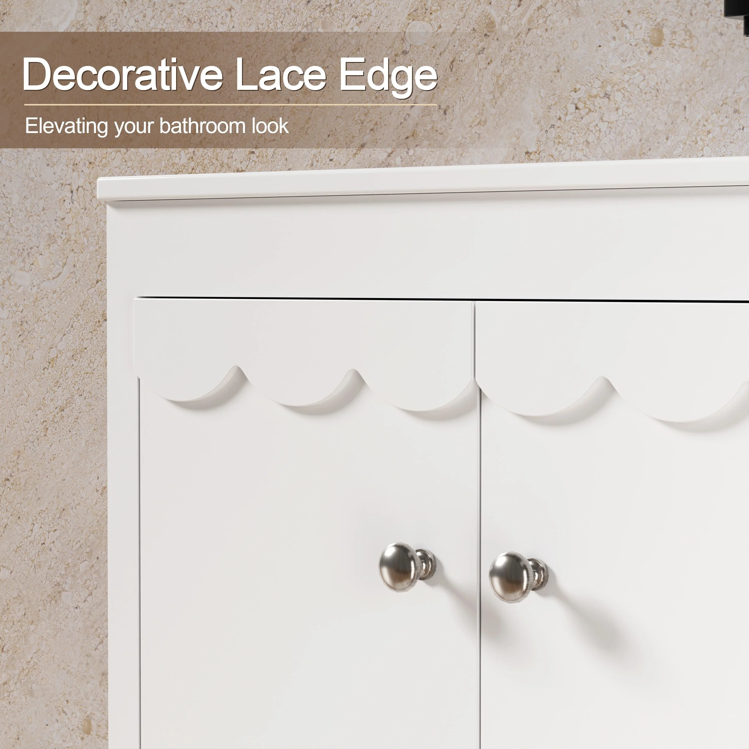 Lace Trim Freestanding Bathroom Vanity Set - Perfect for Bathrooms