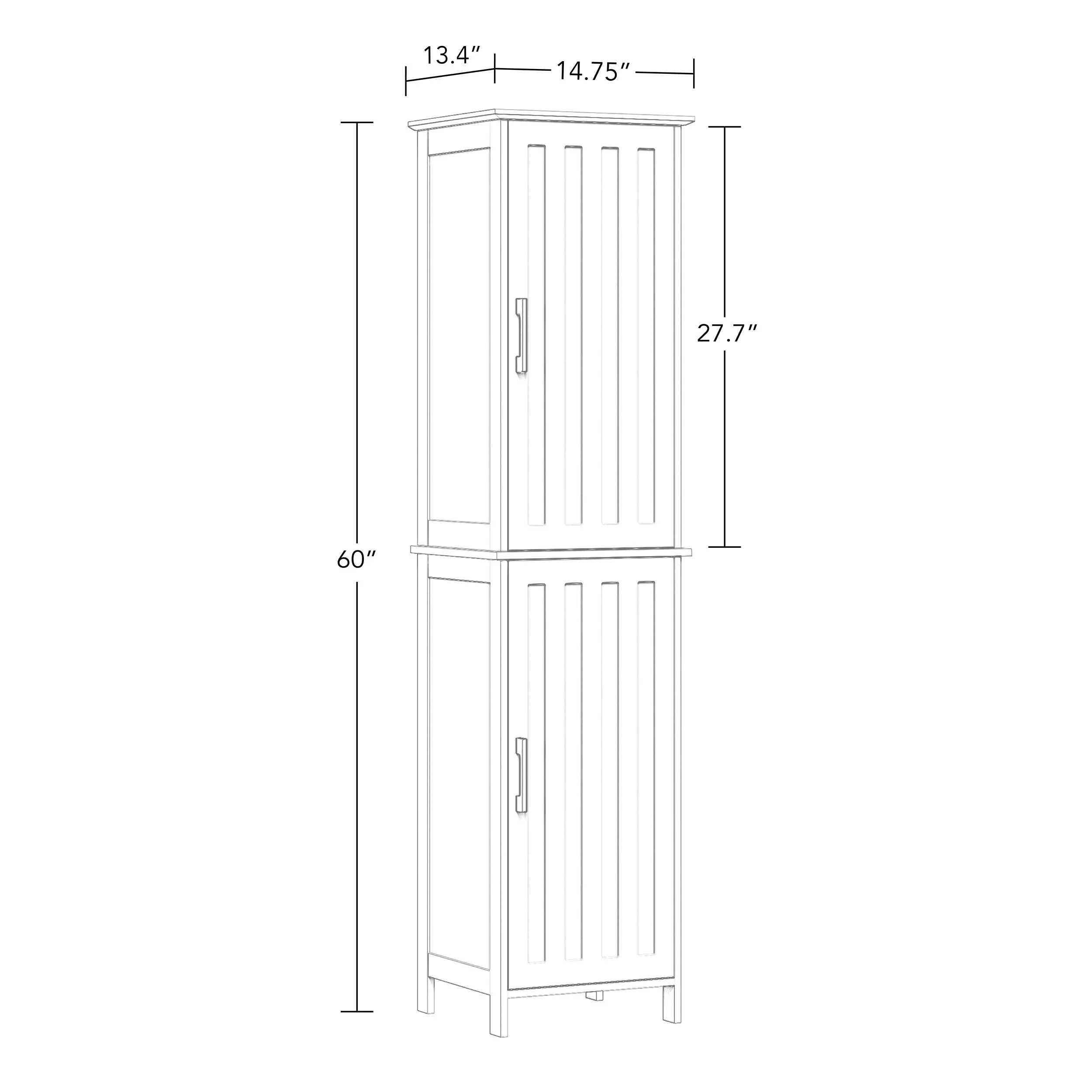 RiverRidge Monroe Tall Bathroom Storage Linen Cabinet and Organizer with Doors and Adjustable Shelves - White