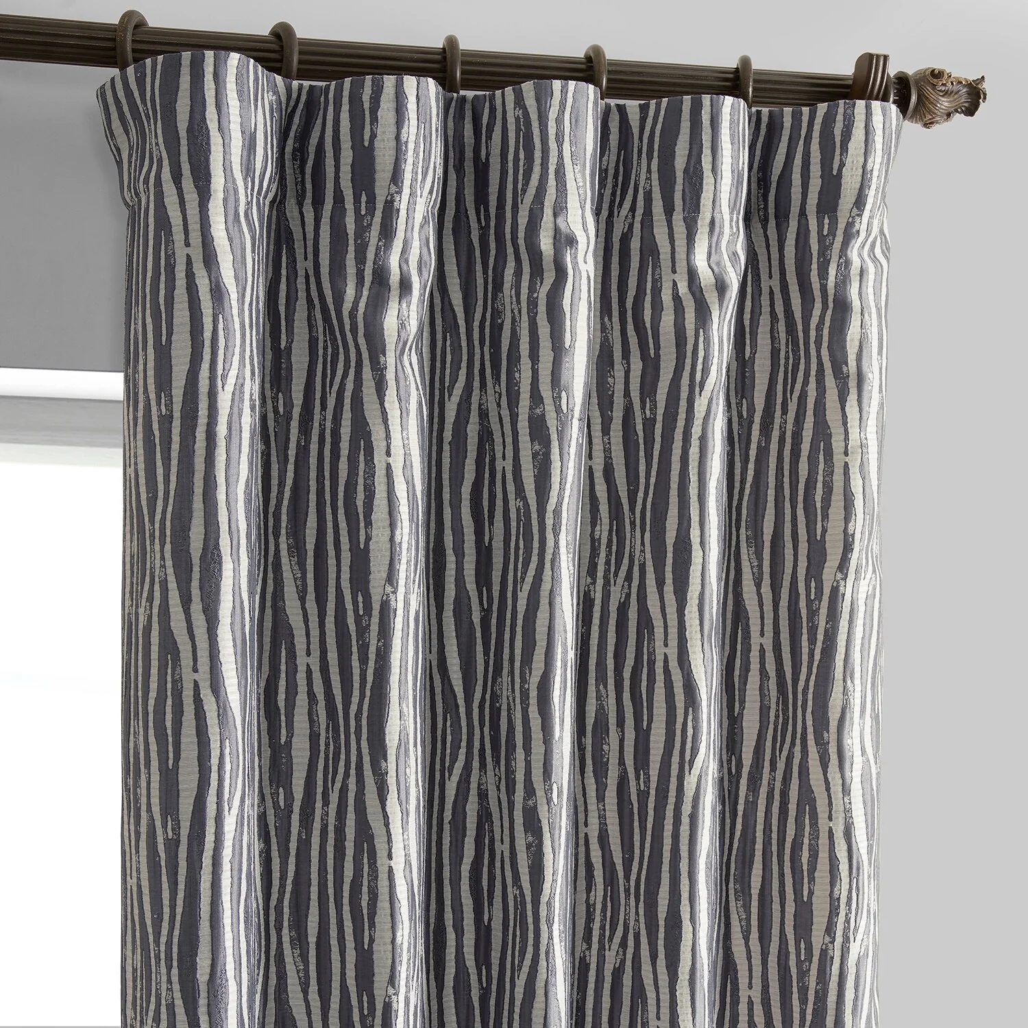 Exclusive Fabrics Jacquard Faux Silk Curtains - 1 Panel Room Darkening Curtain