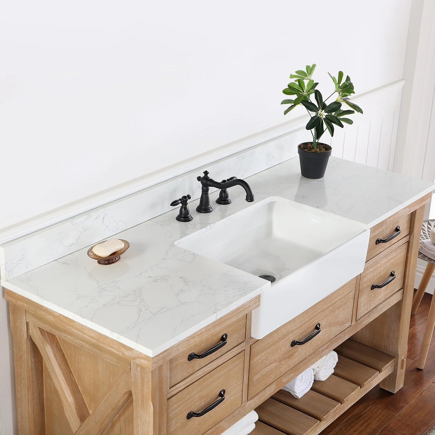 Villareal Bath Vanity with Composite Stone Top without Mirror