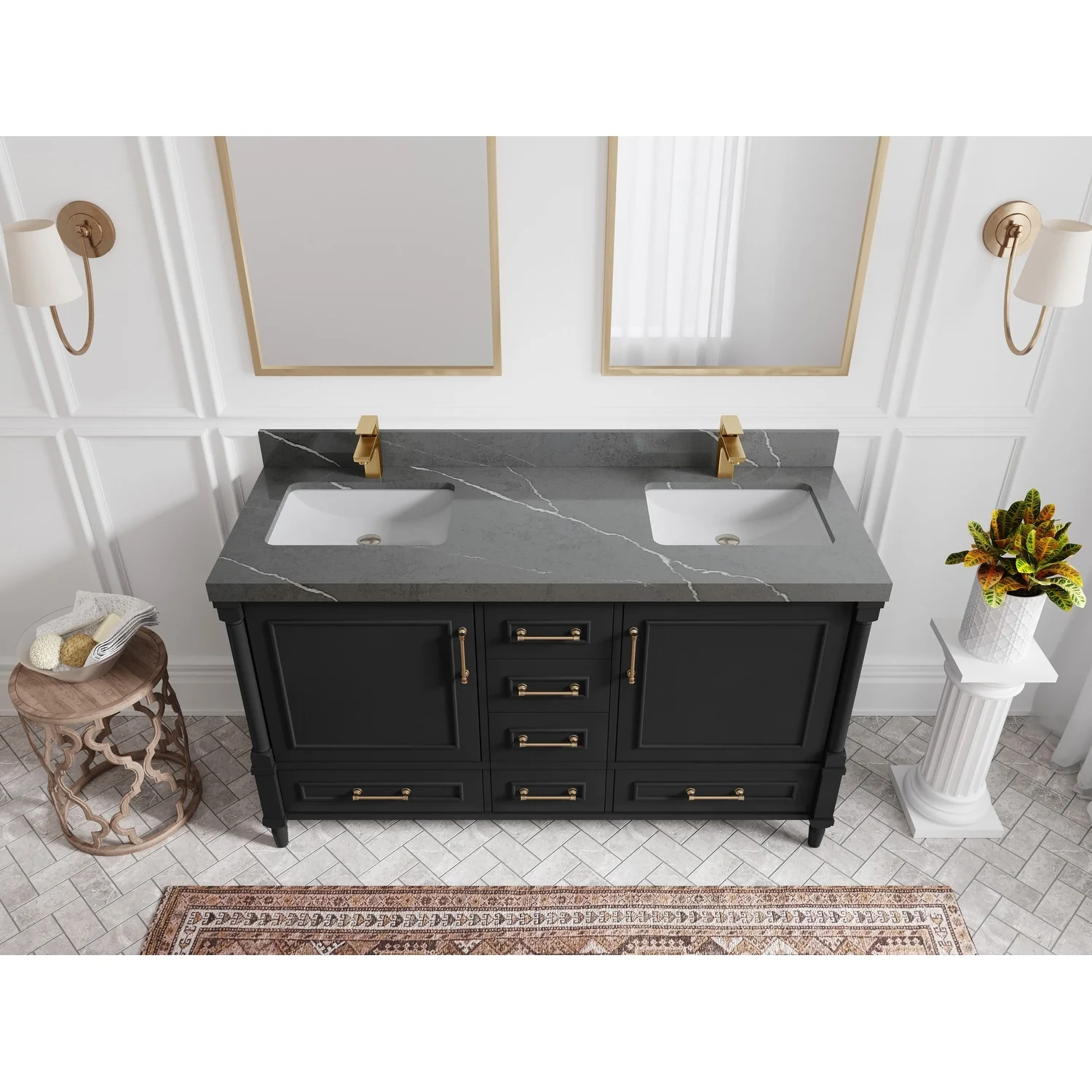 Willow Collections 60 in. W x 22 in. D Aberdeen Double Sink Bathroom Vanity with Countertop