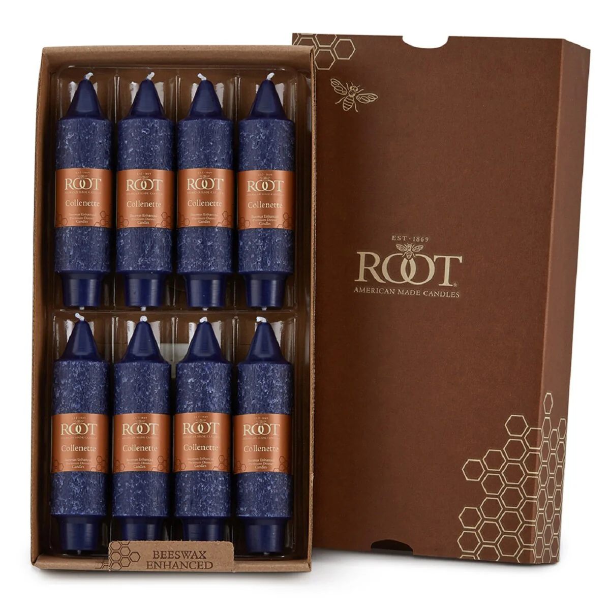 Root Unscented 5 In. Timberline™ Collenette Taper Candles box of 8 - 5 X 1-1/4