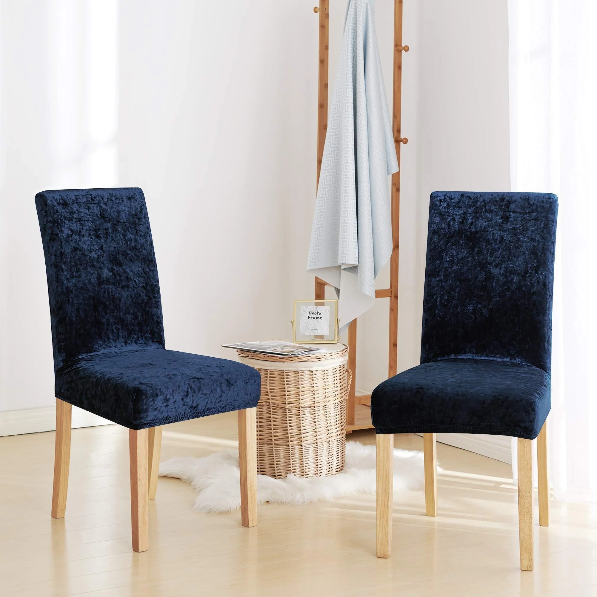 Deconovo Velvet Stretch Polyester Chair Slipcovers Set of 2